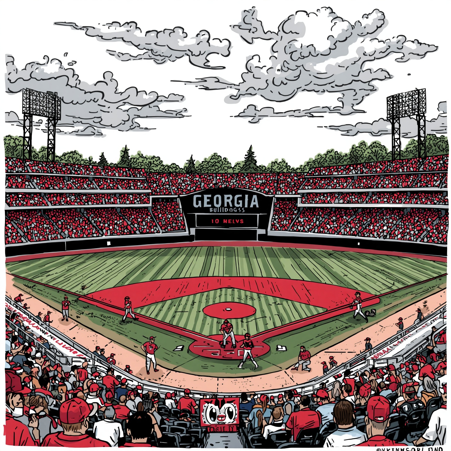 Georgia Bulldogs’ Epic SEC Sweep and Omaha Bound - painting of Georgia Bulldogs baseball venue