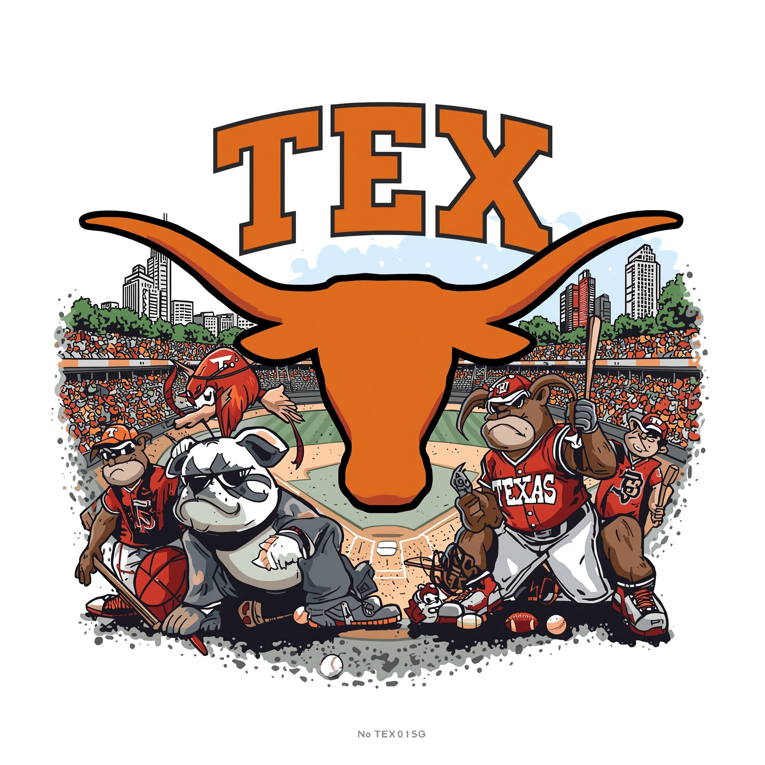 Longhorns vs. Bulldogs: Series on the Brink - painting of Texas Longhorns baseball venue