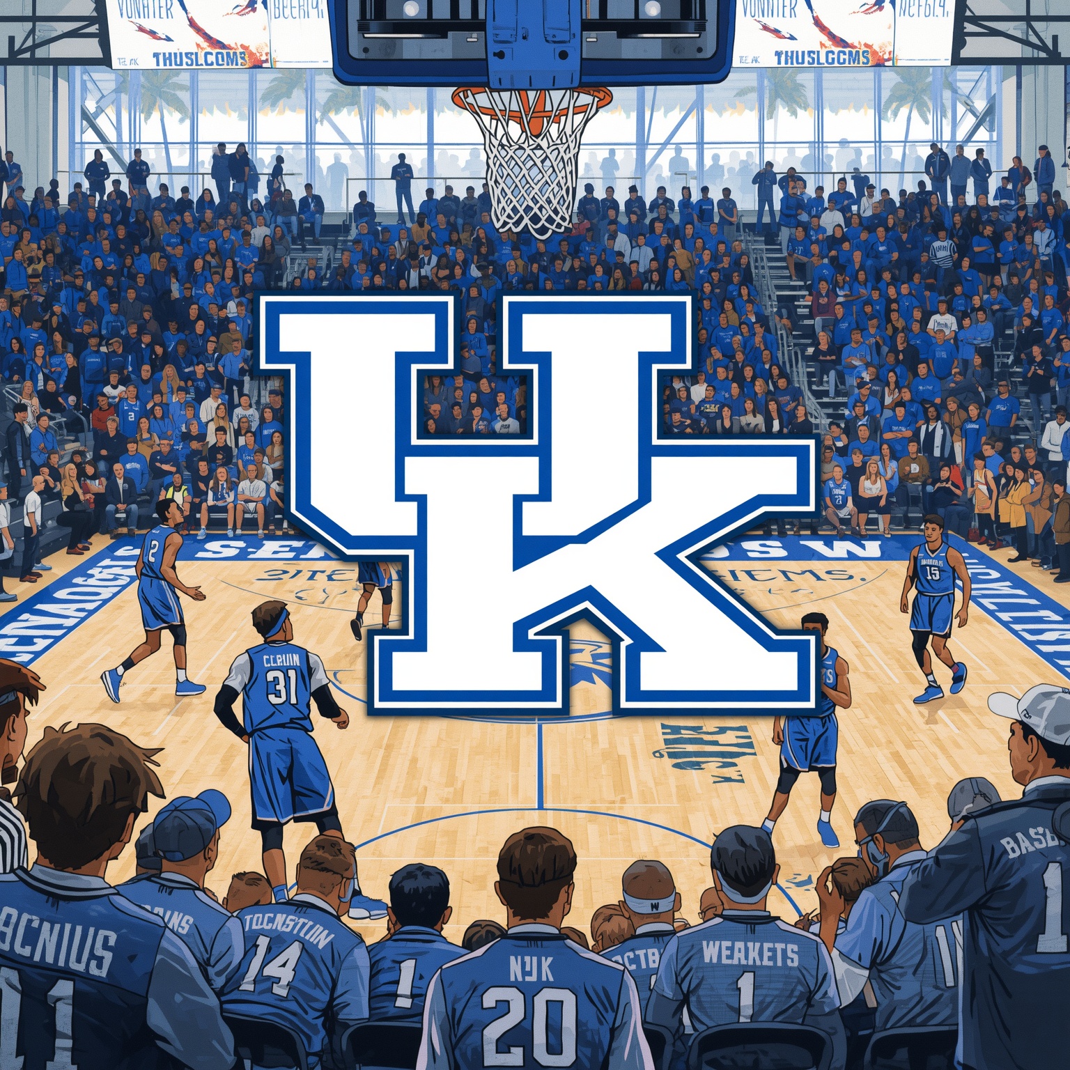 Wildcat Showdowns: Rivals and Recruits Collide - painting of Kentucky Wildcats basketball venue