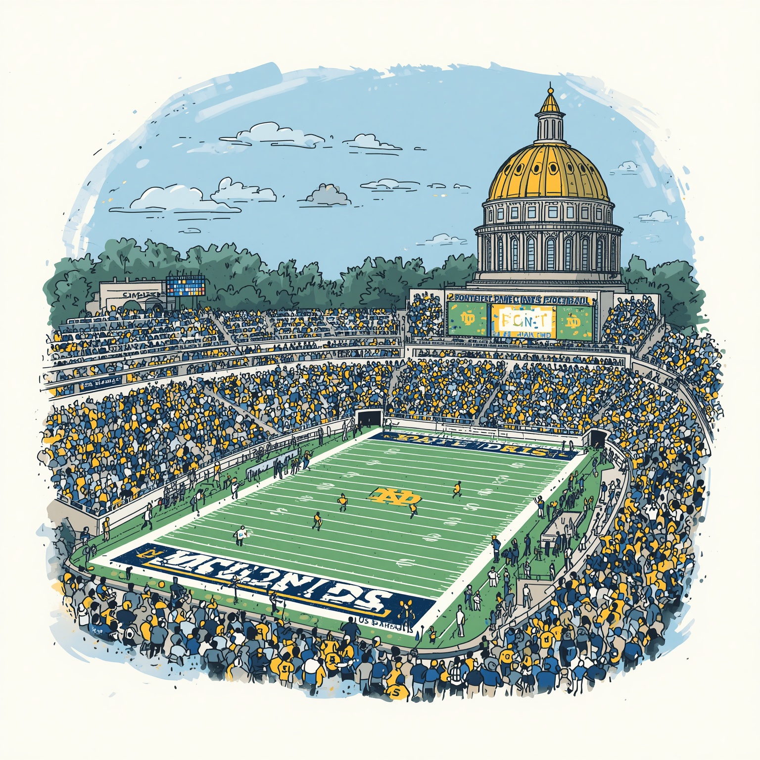 Notre Dame Football: Betting & Top 2026 Opponents - painting of Notre Dame Fighting Irish football venue