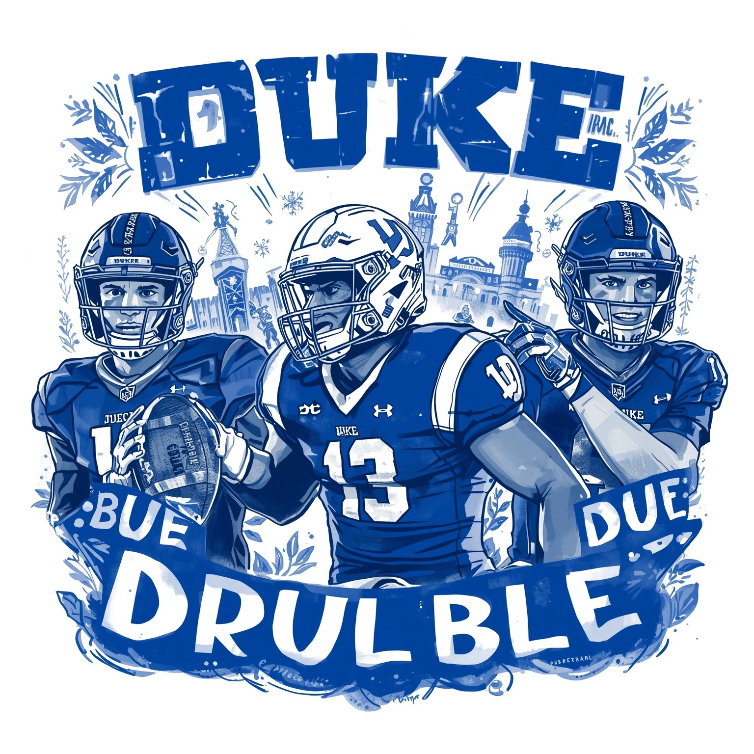 Devils’ Roster Roulette: Field Woes and Court Foes - painting of Duke Blue Devils football,basketball venue