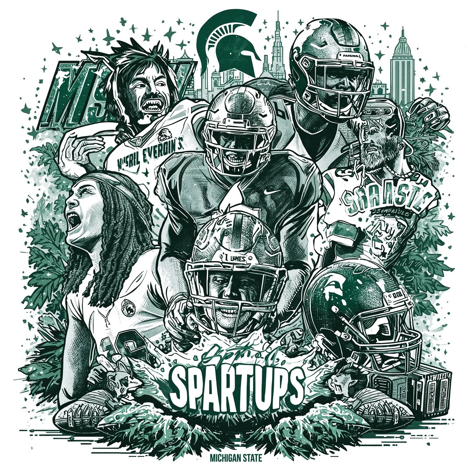 MSU Shakeups and Freshmen Rising on National Stage - painting of Michigan State Spartans basketball, football venue