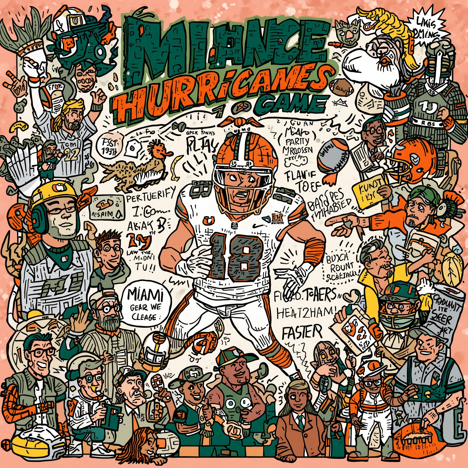 Miami Hurricanes Gear Up: Schedule and Roster Shake-Up - painting of Miami Hurricanes football,basketball venue