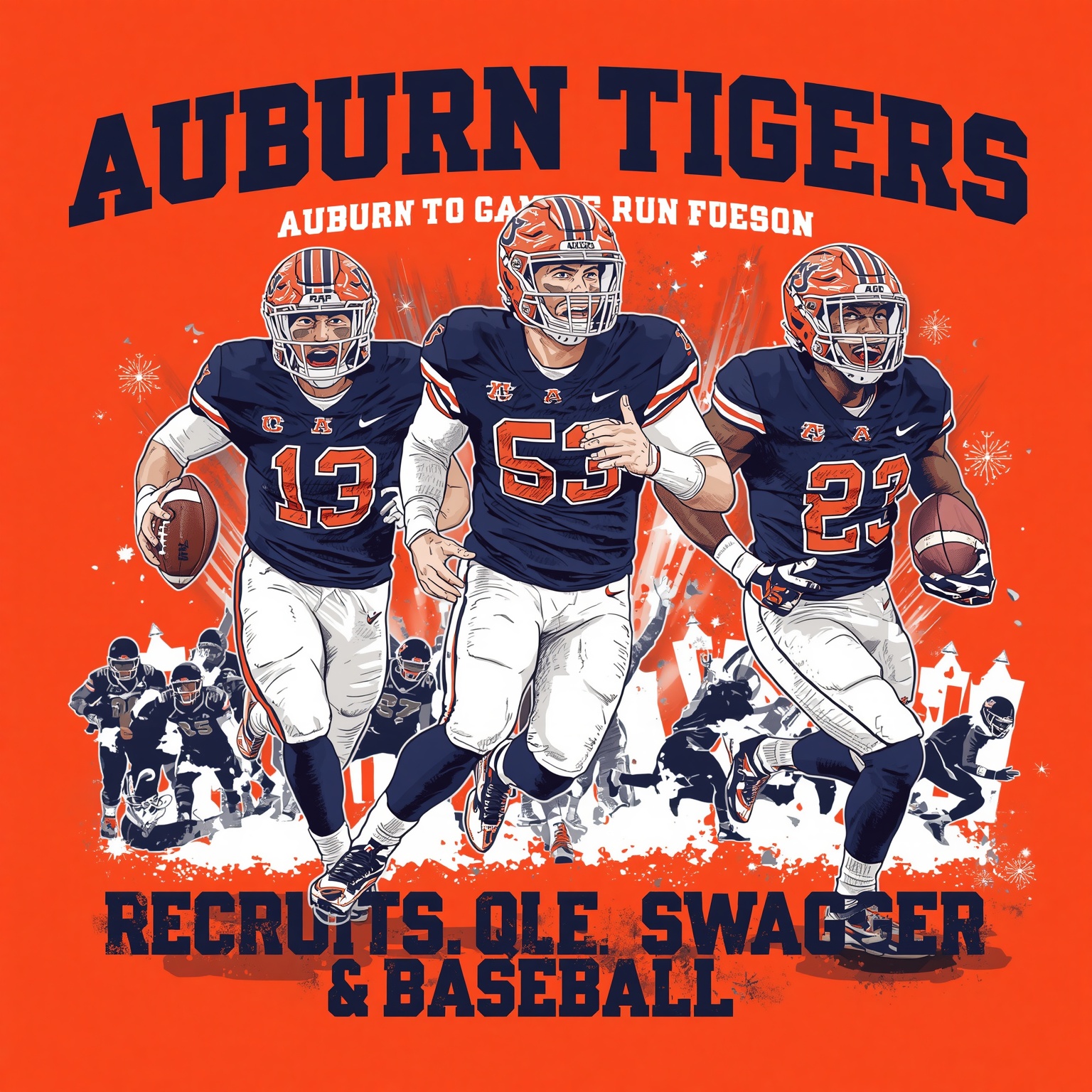 Auburn Tigers: Recruits, QB Swagger & Baseball Run - painting of Auburn Tigers football, baseball venue