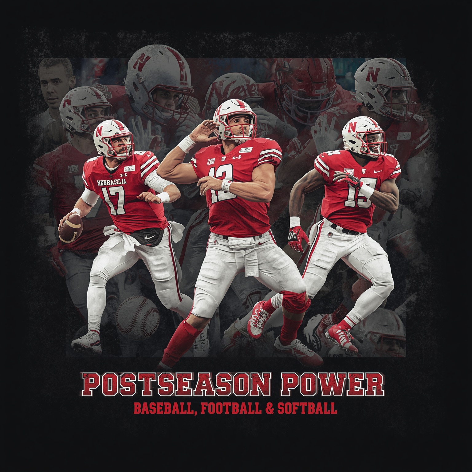Huskers’ Postseason Power: Baseball, Football & Softball - painting of Nebraska Cornhuskers baseball, football, softball venue