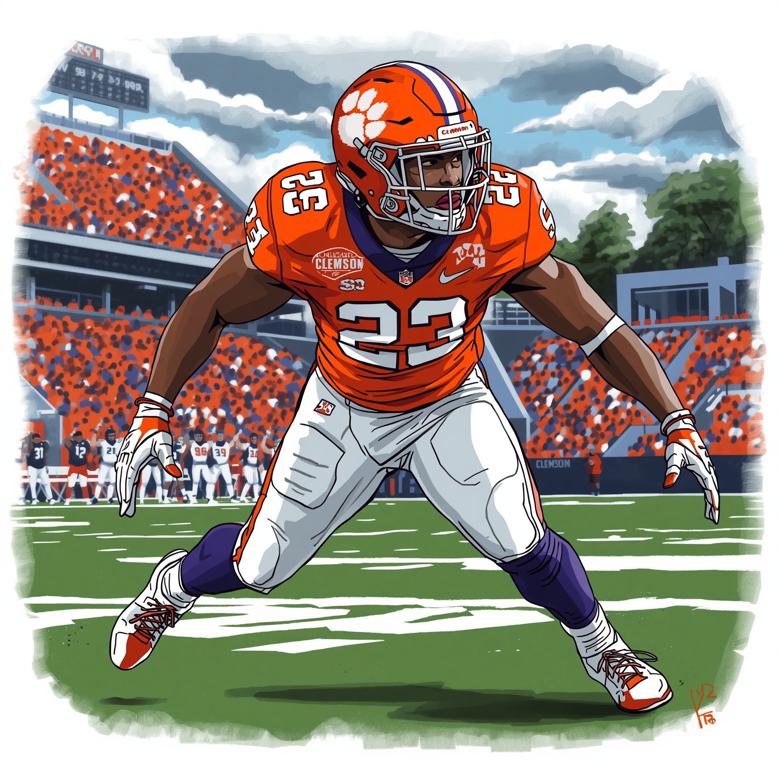Clemson Tigers: New OL Recruit Amid Coach Disrespect - painting of Clemson Tigers football venue