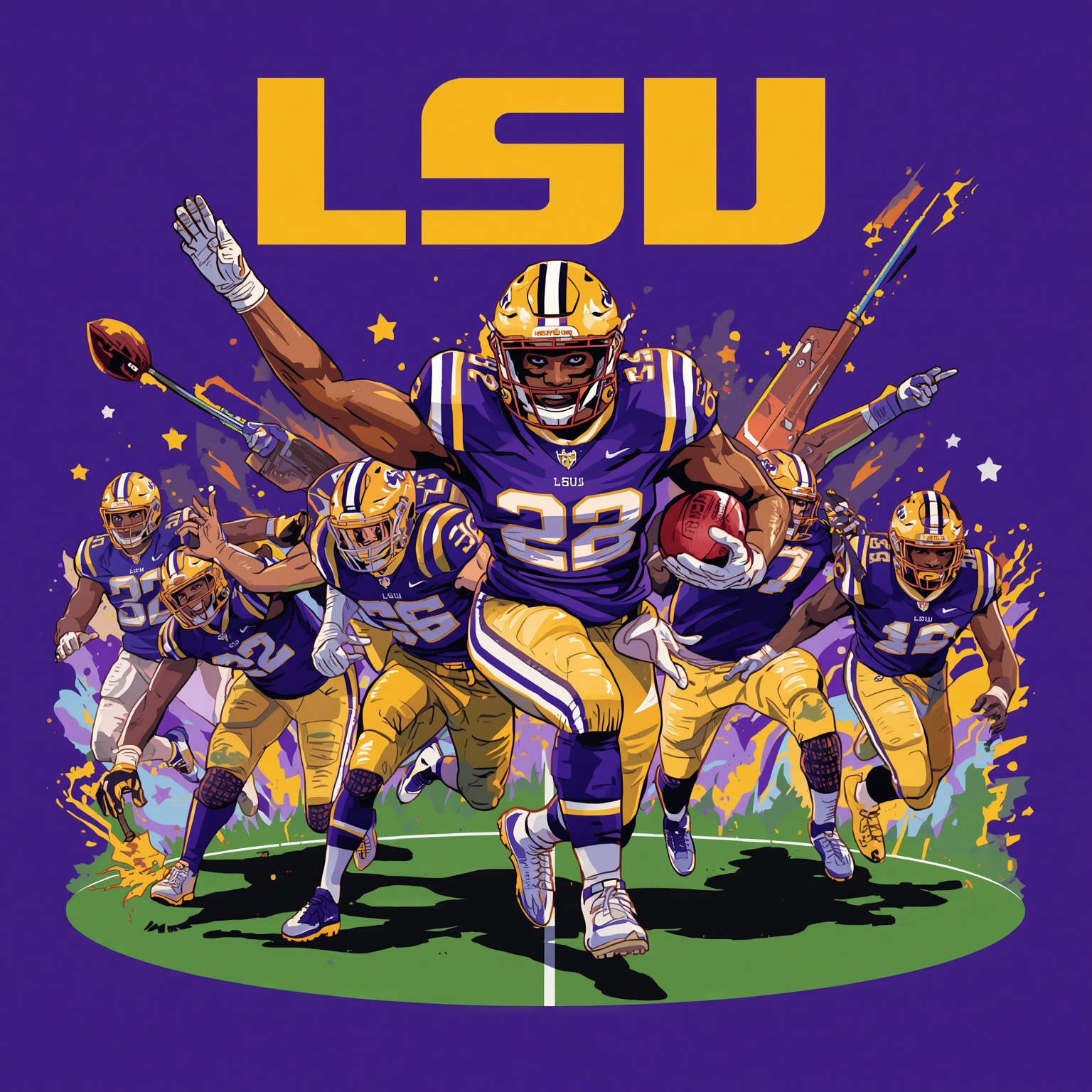 High-Stakes LSU Football: Recruiting Blitz to Grudge Match - painting of LSU Tigers football venue