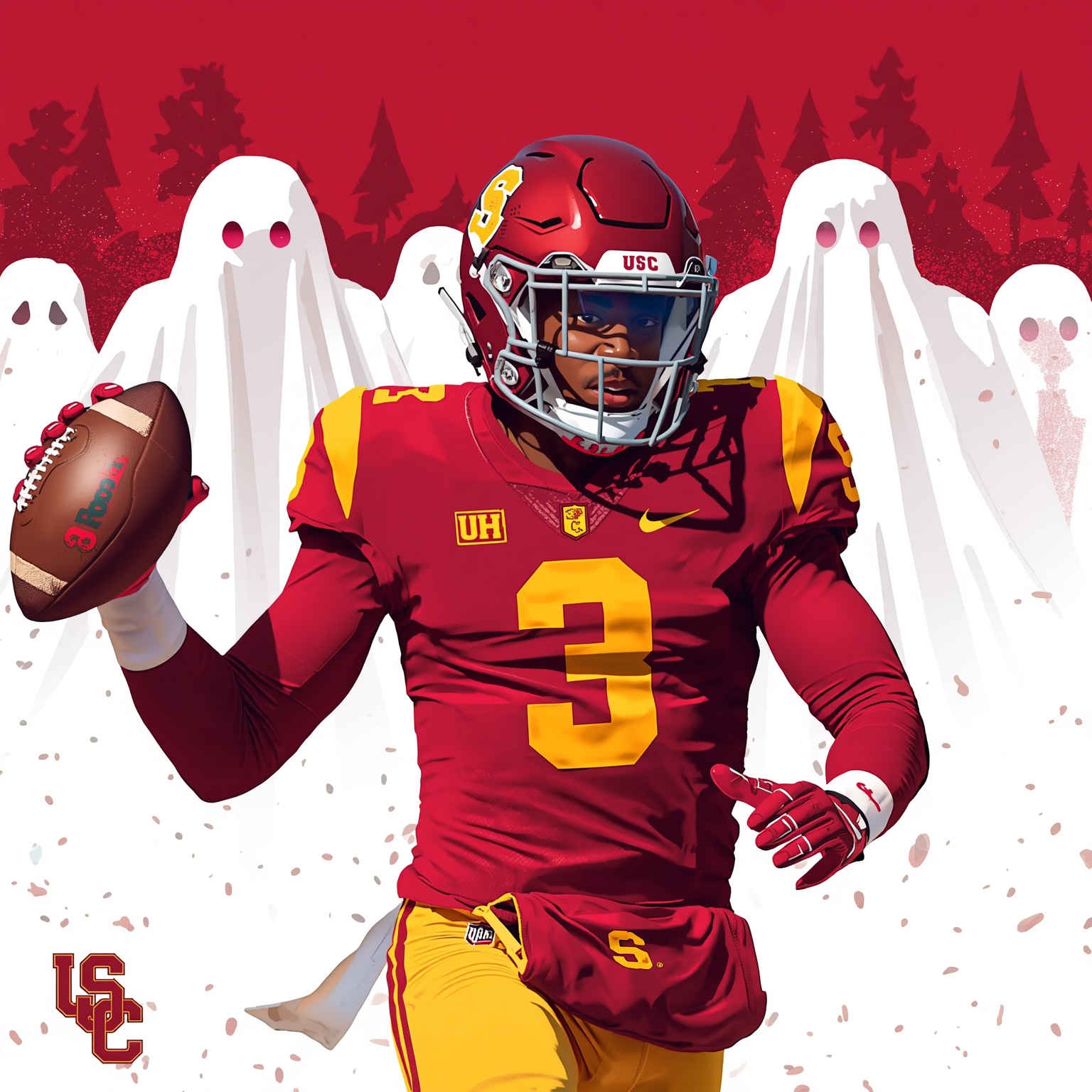 Trojans Go Ghostly White for Recruit Photo Ops - painting of USC Trojans football venue