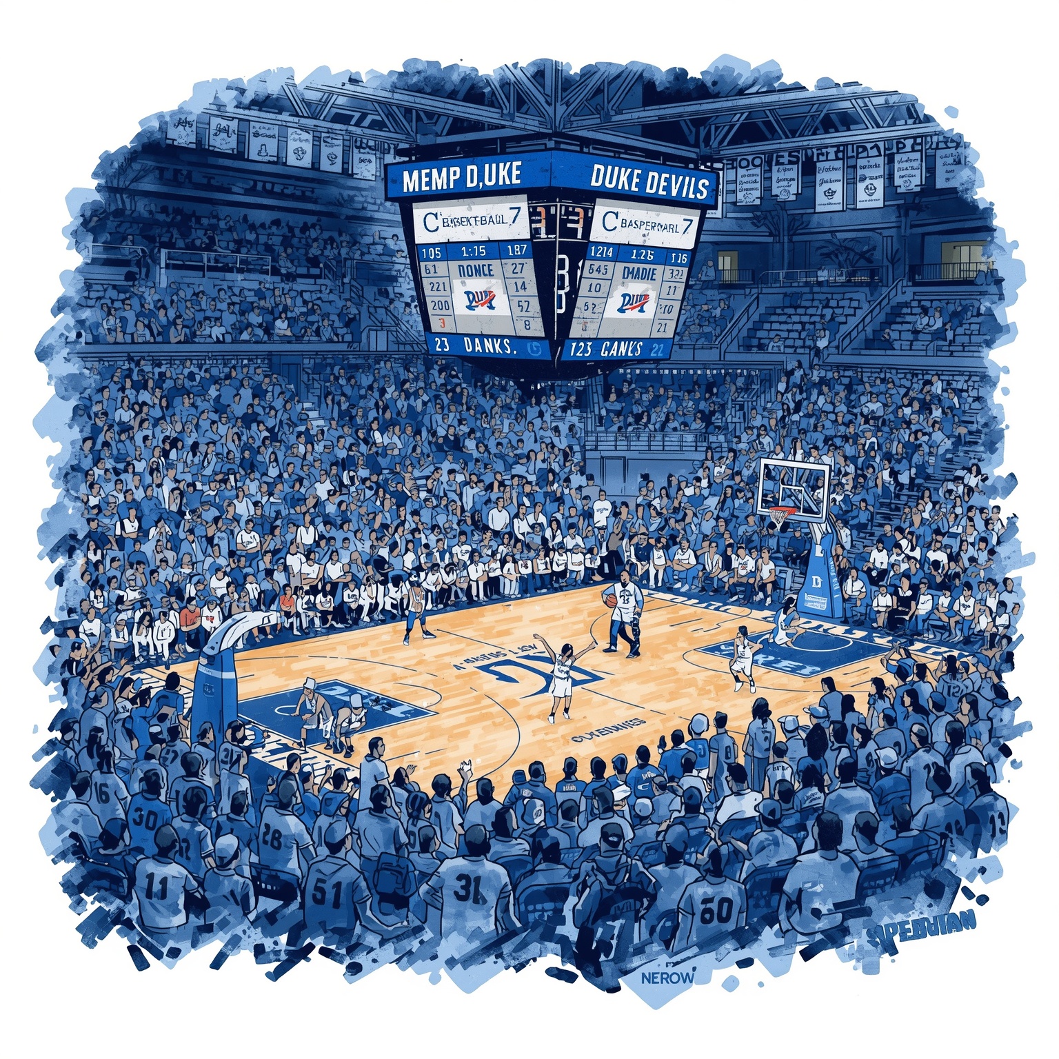 Memphis Bound: Boozer’s Perfect NBA Fit - painting of Duke Blue Devils basketball venue
