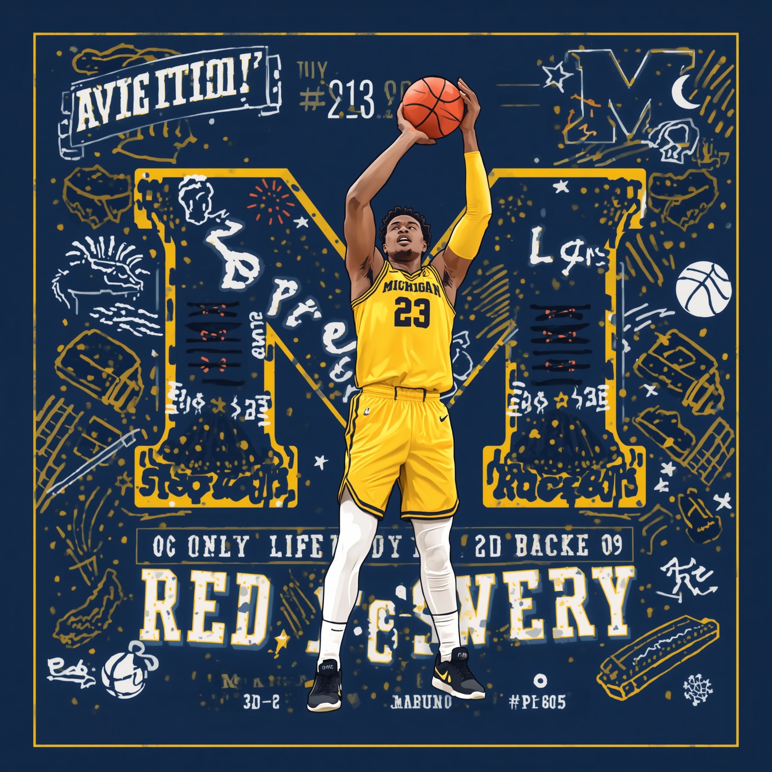 Reed’s Recovery: Michigan’s New Big Man Bounces Back - painting of Michigan Wolverines basketball venue