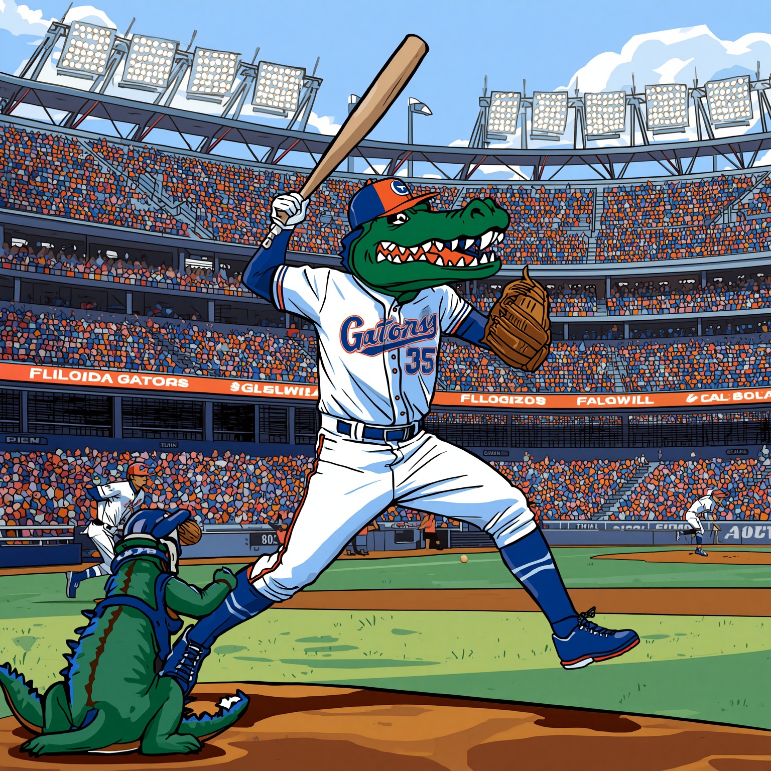 Florida Gators’ Homer Havoc and Pitching Pains - painting of Florida Gators baseball venue