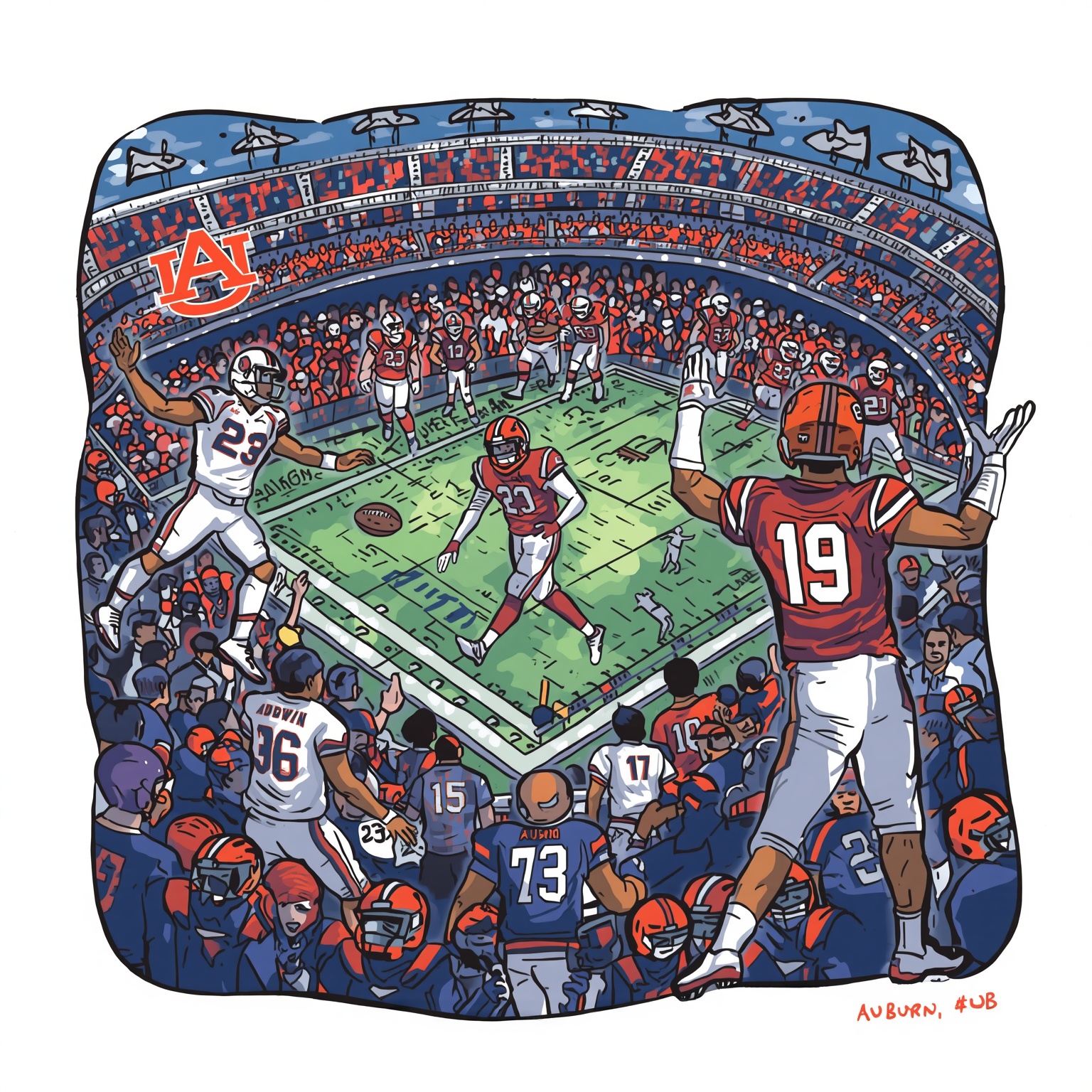 Auburn’s Make-or-Break Football Summer and Baseball Battles - painting of Auburn Tigers baseball, football venue
