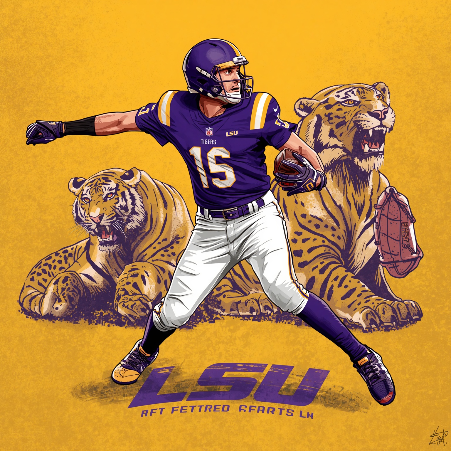 LSU Reloads: Transfer Shortstop and CB Prodigy - painting of LSU Tigers baseball,football venue