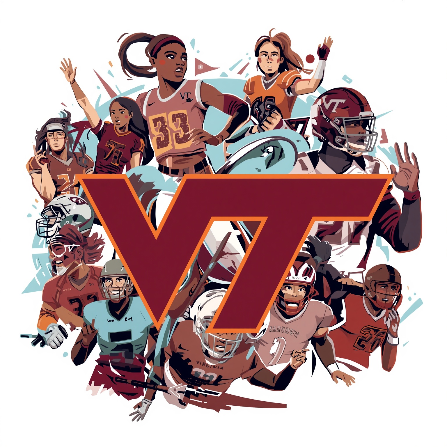 Virginia Tech Athletics: Recruiting, Matchups & Role Players - painting of Virginia Tech Hokies football, basketball venue