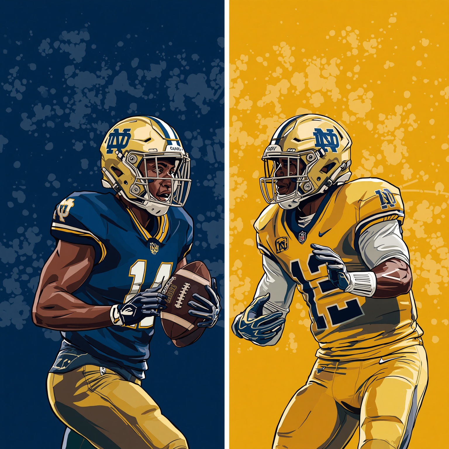 Moore vs Toney: NCAA’s Showdown of the Year - painting of Notre Dame Fighting Irish football venue
