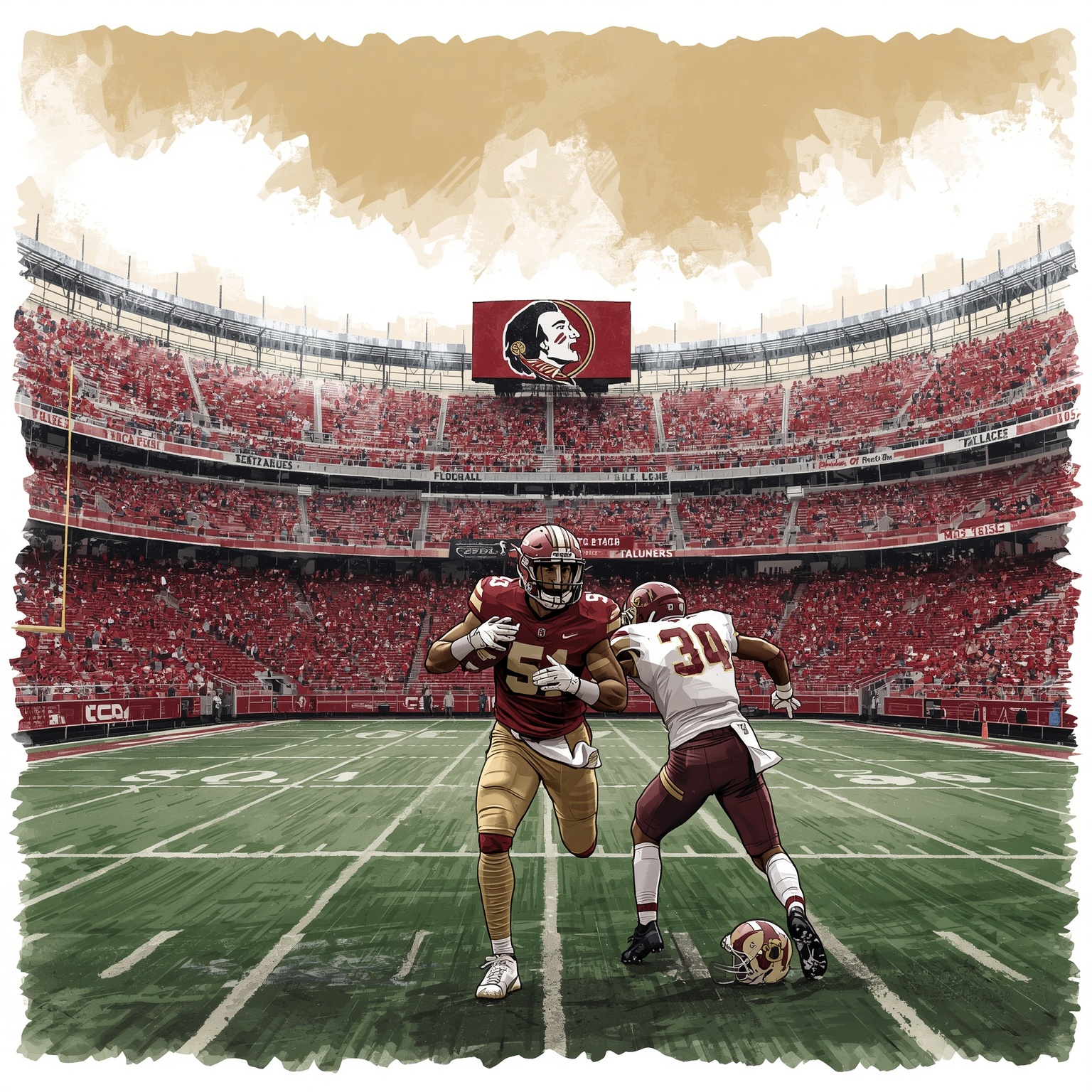 FSU Recruiting Woes: Losing Top Targets Quickly - painting of Florida State Seminoles football venue