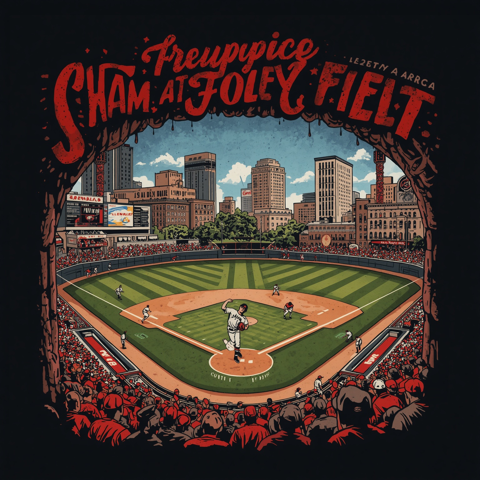 Clash at Foley Field: Bulldogs on the Brink - painting of Georgia Bulldogs baseball venue