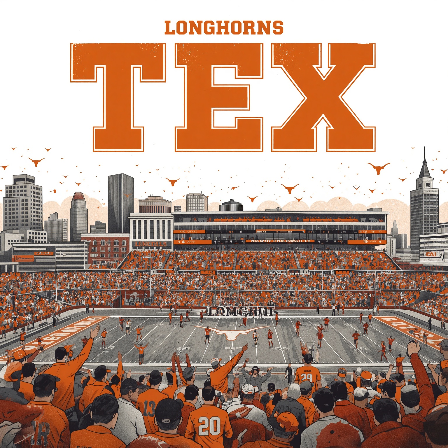 Longhorns Drama: Flip Threat, Omaha Return & 2026 Hype - painting of Texas Longhorns football, baseball venue