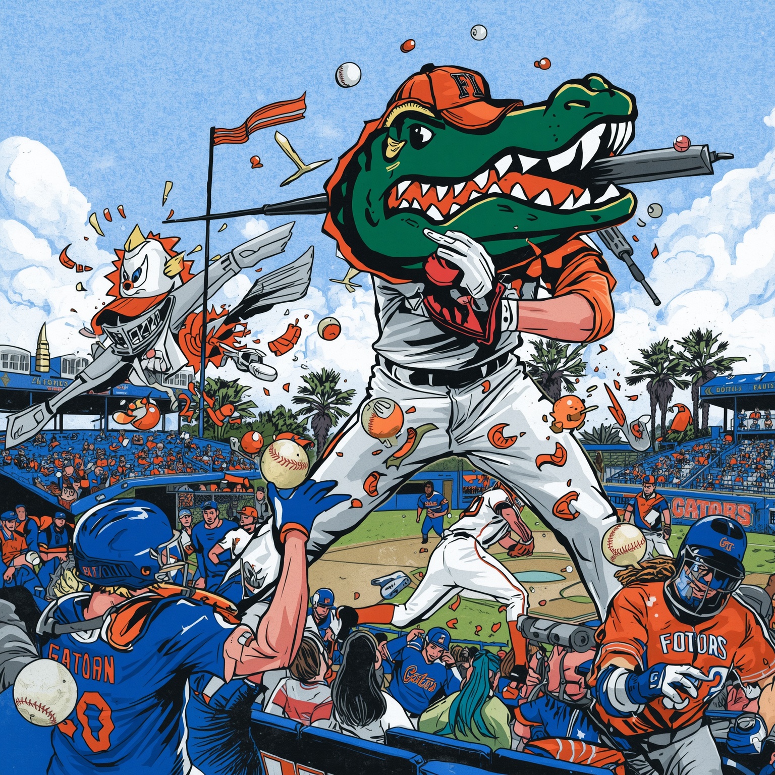 Gainesville Chaos: Gators’ Pitching Implodes in Regional - painting of Florida Gators baseball venue