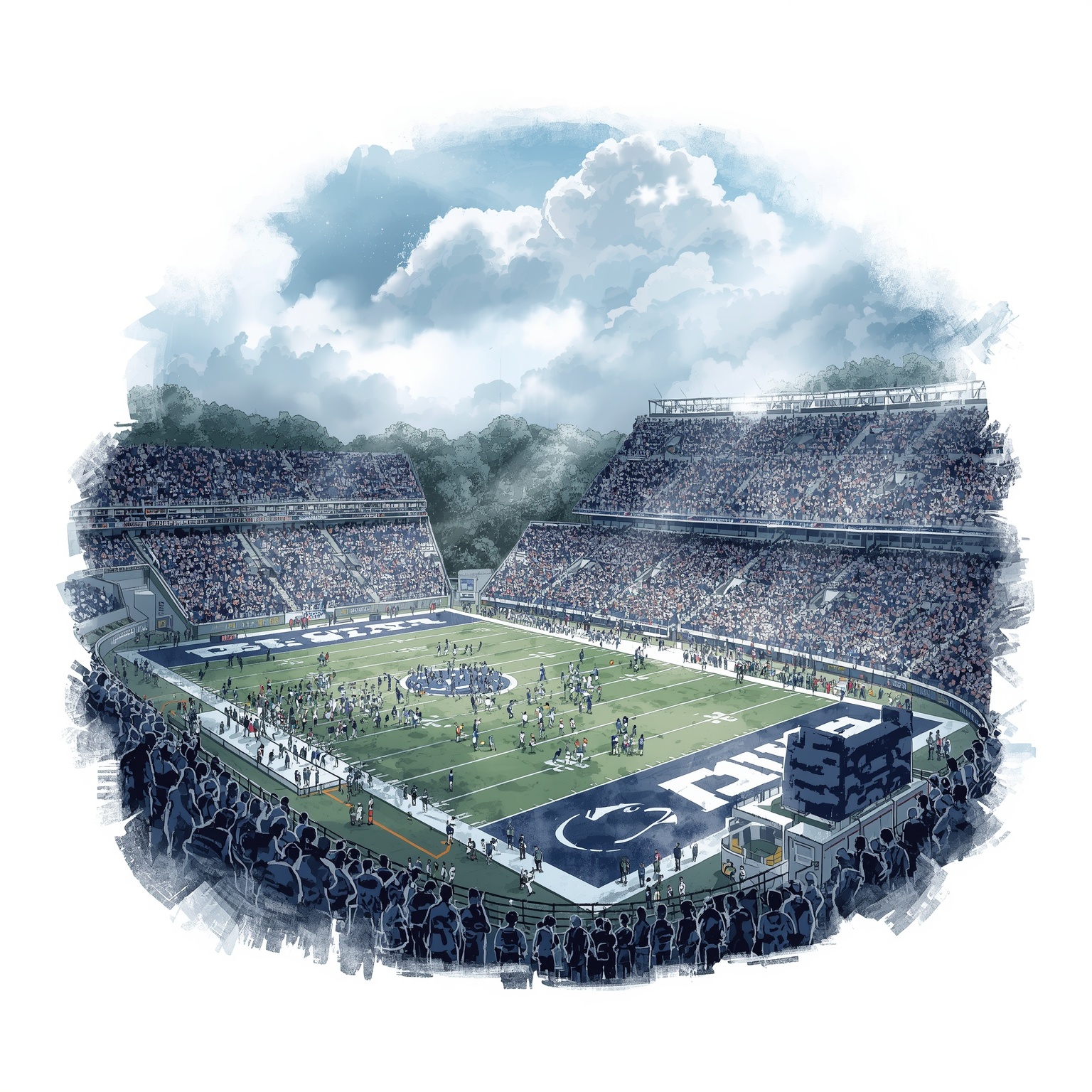 Penn State Tragedy and the Quest for New Football Rivals - painting of Penn State Nittany Lions football venue