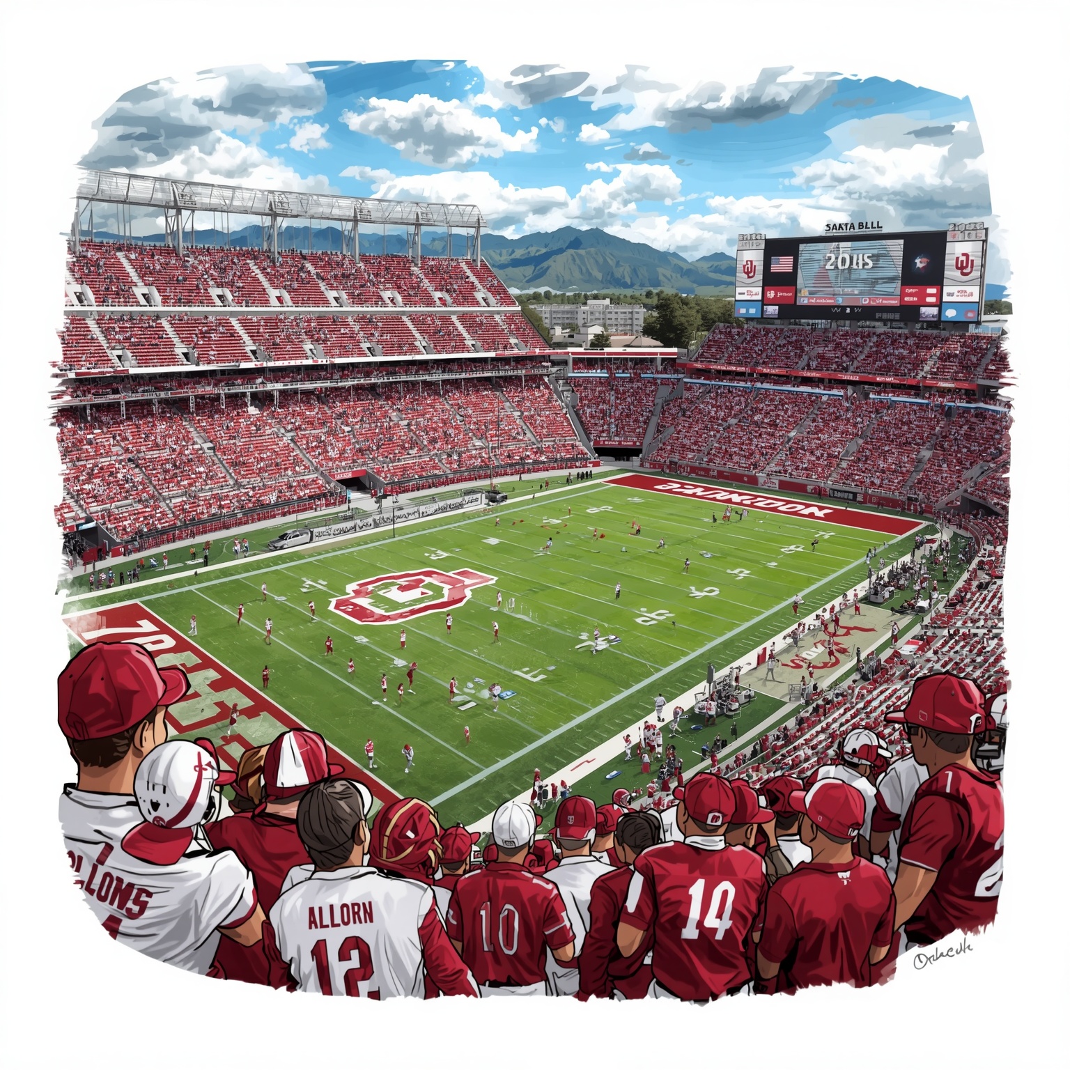 Sooners Face Virtual Ratings and Real Utah Recruiting - painting of Oklahoma Sooners football venue