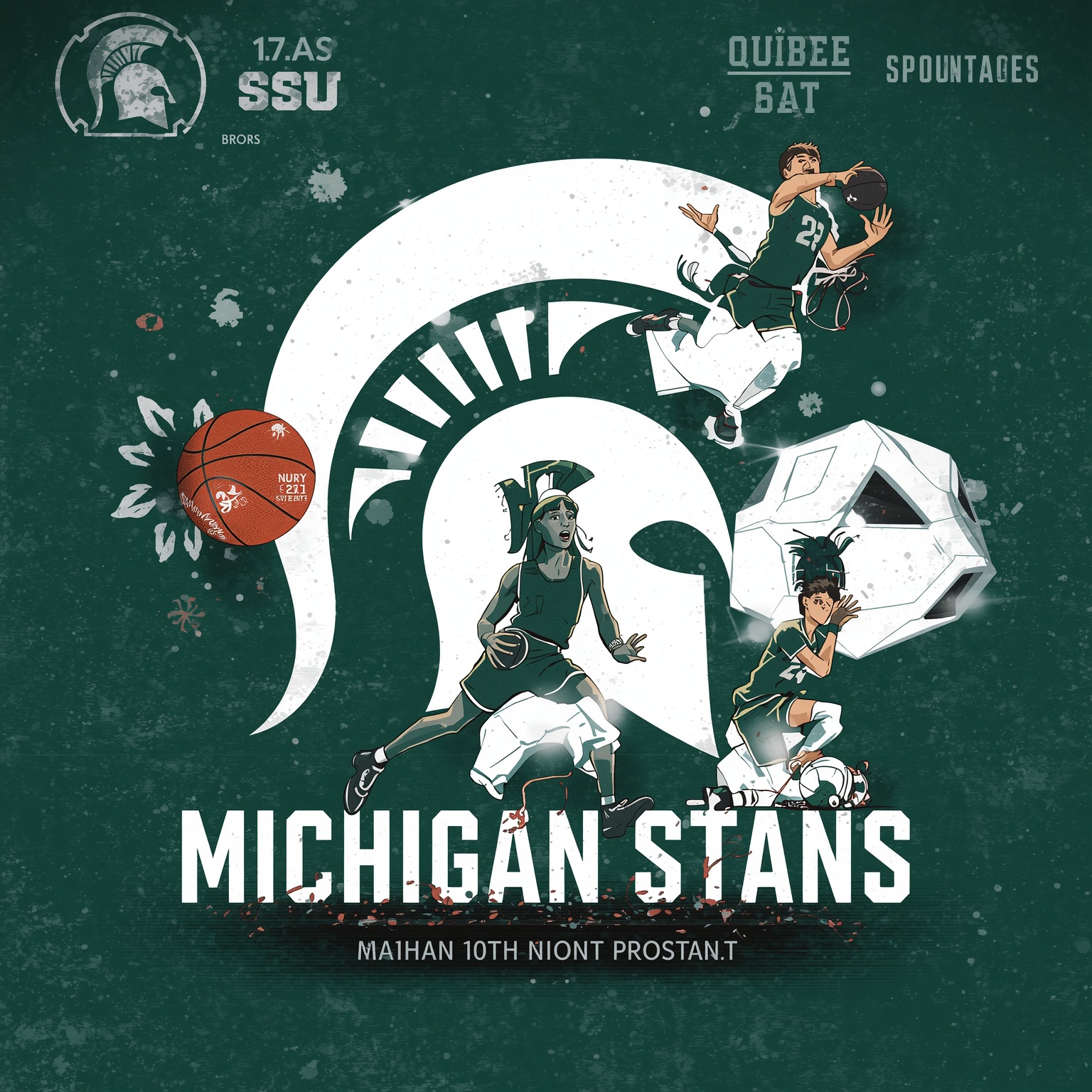 Spartans Spotlight: Gridiron X-Factors to Pro-Am Hoops - painting of Michigan State Spartans football, basketball venue