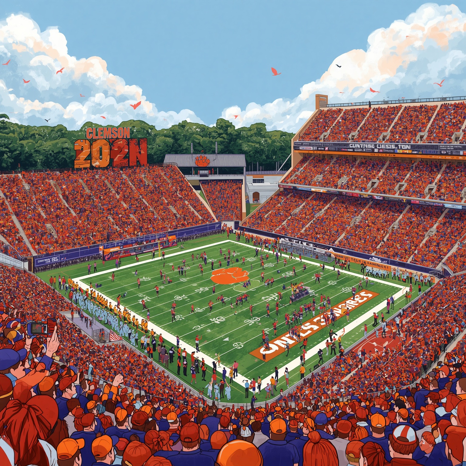 Clemson 2026 Football: Keys, Impact & Recruits - painting of Clemson Tigers football venue