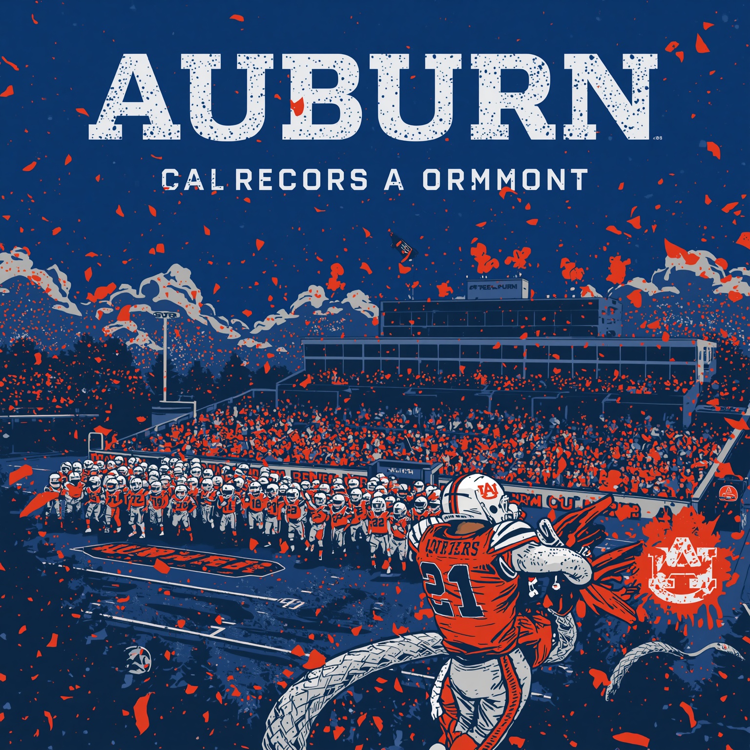 Auburn Athletics: Transfers, Records & QB Reunion - painting of Auburn Tigers baseball,football venue