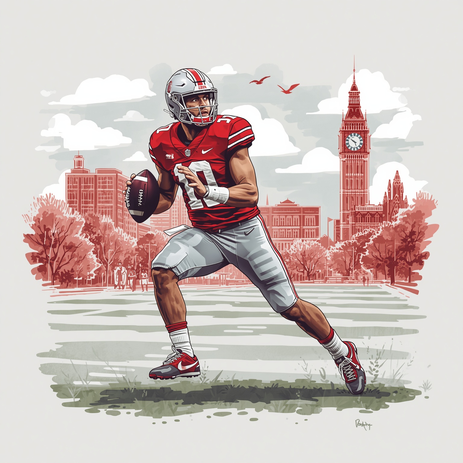 Ryan Day’s Big Ten Gamble and NFL Daydreams - painting of Ohio State Buckeyes football venue