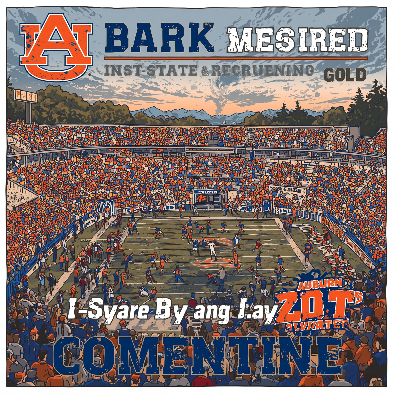 Auburn Tigers Chase In-State Recruiting Gold - painting of Auburn Tigers football venue
