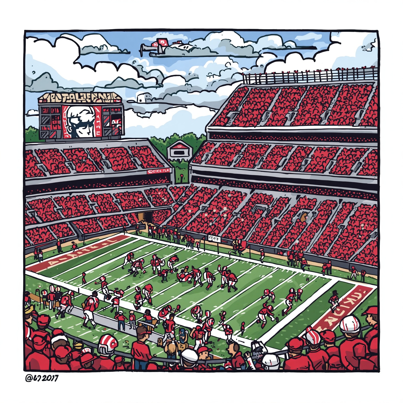 Buckeye Battles: QB Woes and SEC Hoops Showdown - painting of Ohio State Buckeyes football,basketball venue