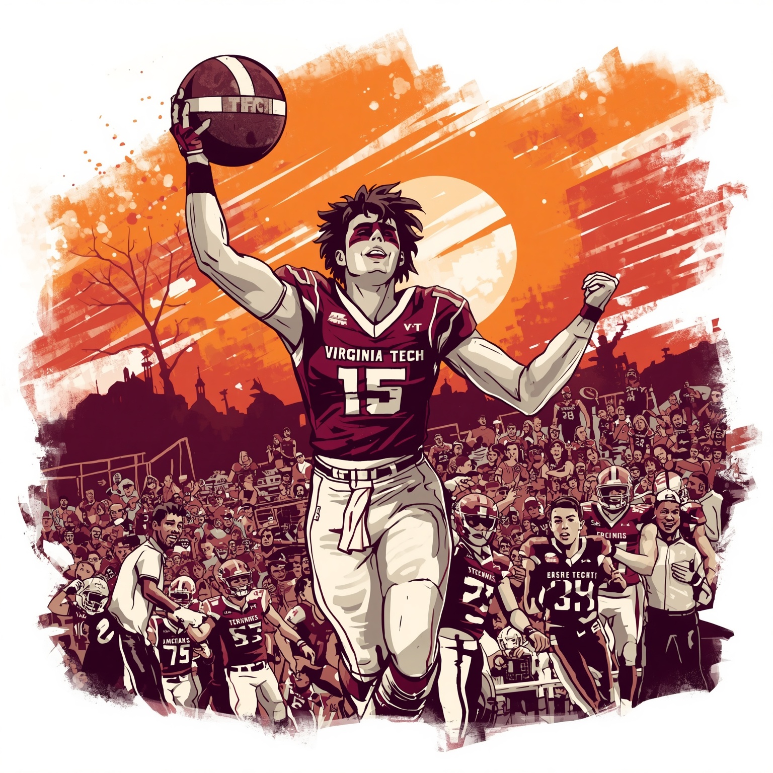 Hokies Rally: Basketball Reboot and Football Aces - painting of Virginia Tech Hokies basketball,football venue