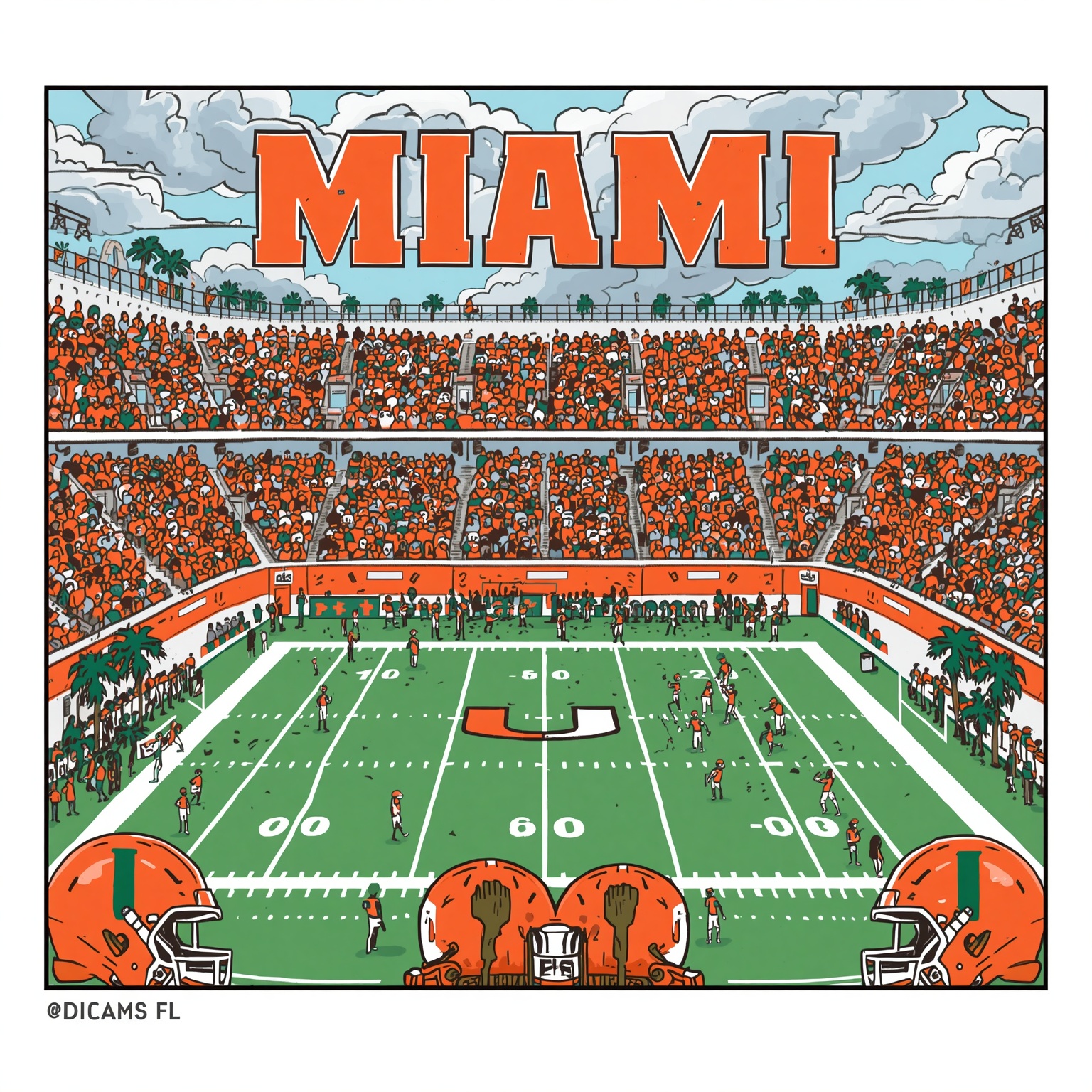 Miami's Adidas NIL Strategy Fuels Football Recruiting - painting of Miami Hurricanes football venue