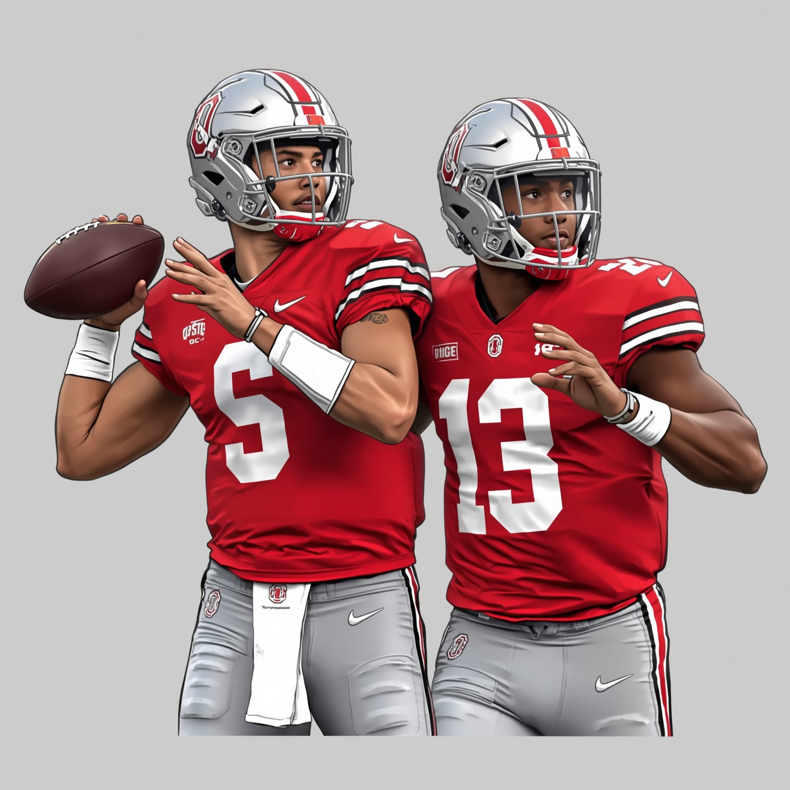 Ohio State QBs Jeremiah Smith & Julian Sayin Eye Heisman - painting of Ohio State Buckeyes football venue