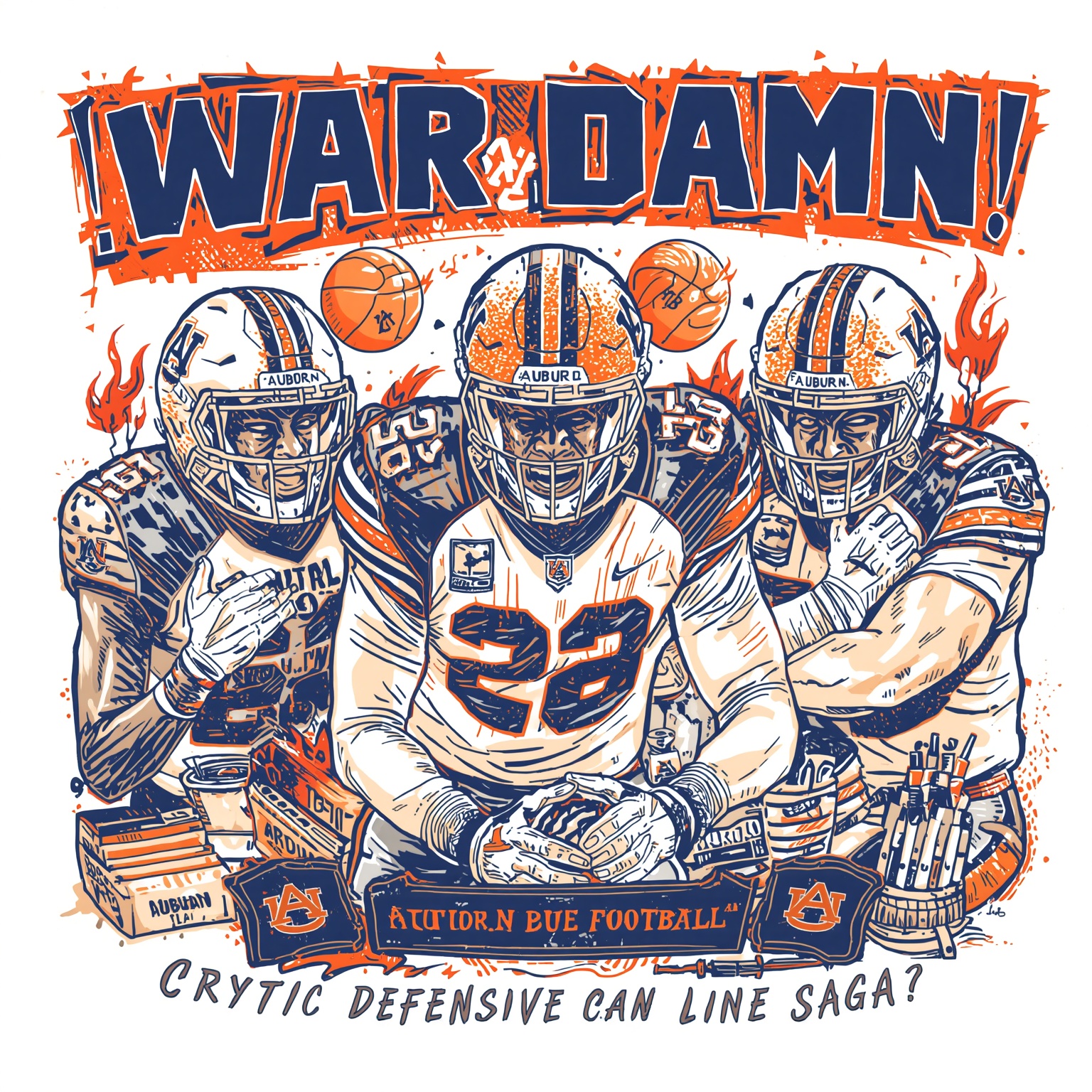 War Damn! Auburn’s Cryptic Defensive Line Saga - painting of Auburn Tigers football venue