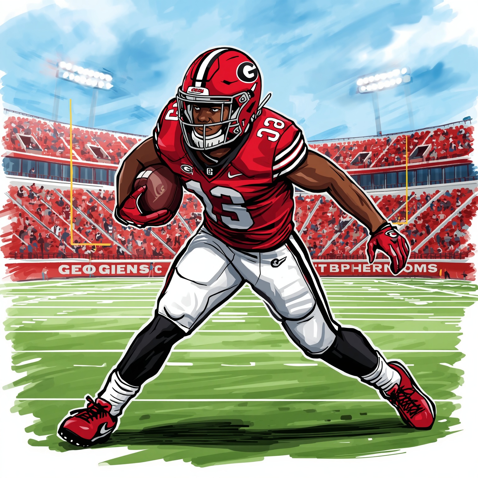 Dawgs Snatch Speedy WR Jamir Dean from Penn State Recruiting Wars - painting of Georgia Bulldogs football venue