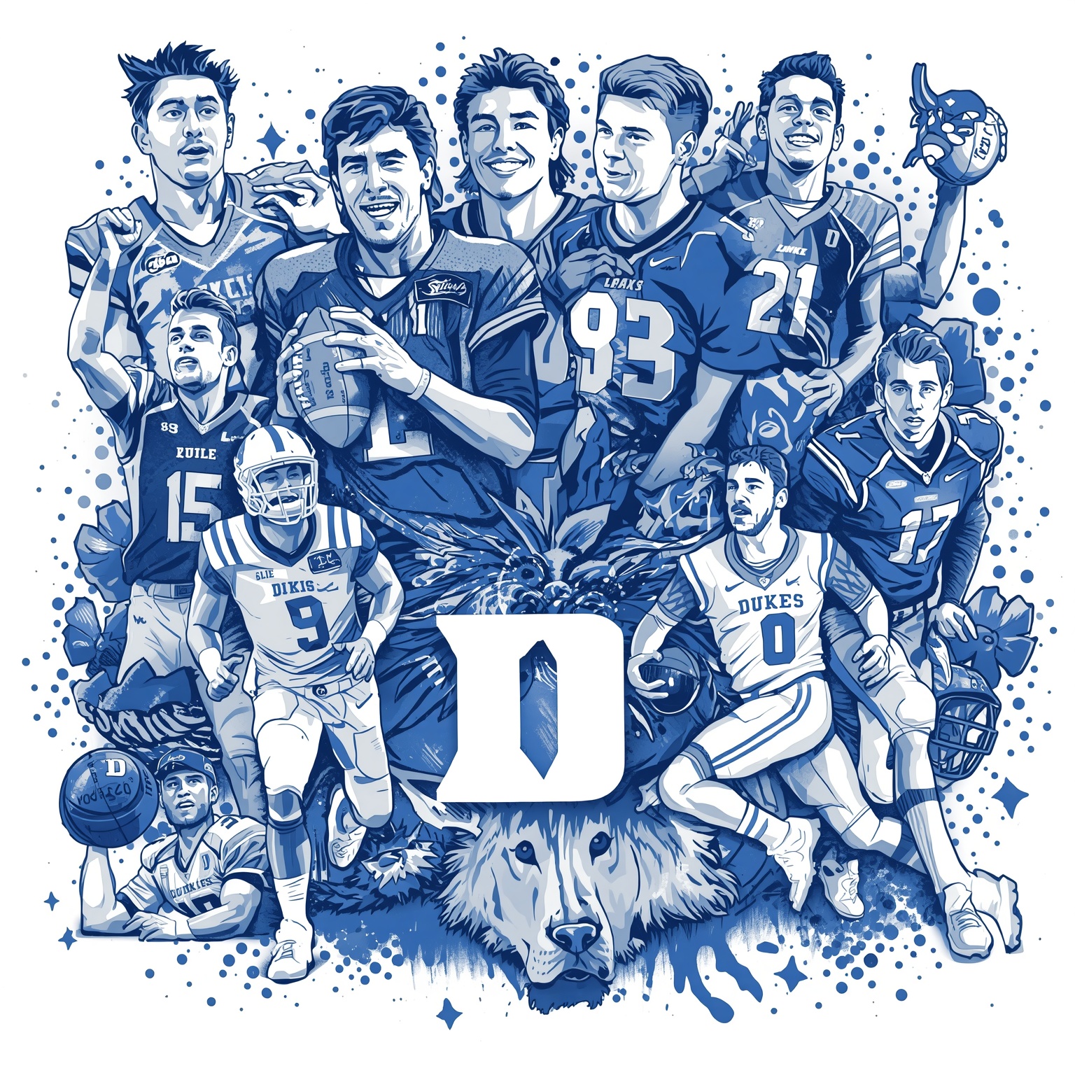Duke's Future Stars: NBA Prospects and Football Rookies - painting of Duke Blue Devils football,basketball venue