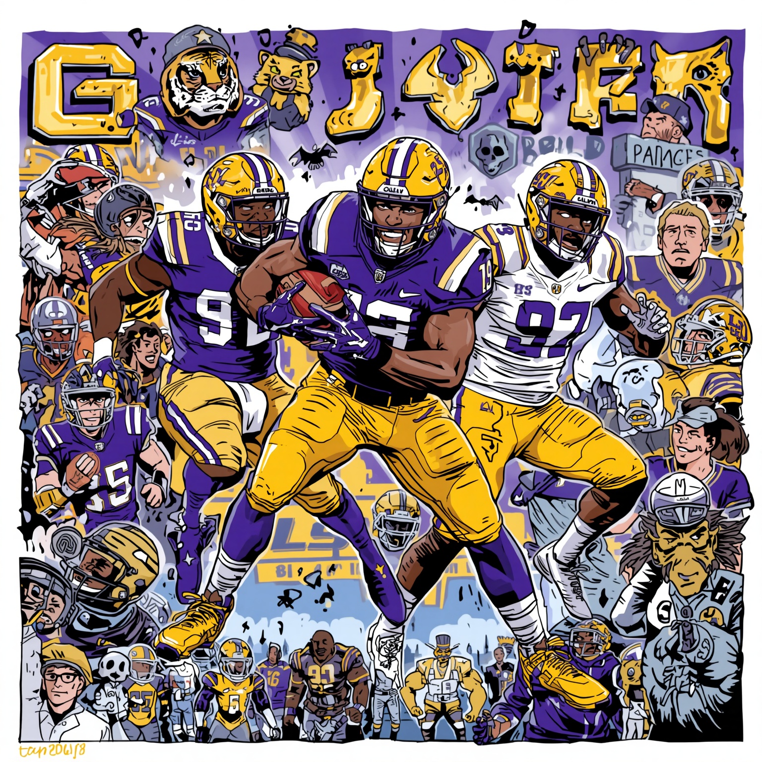 Gridiron Gold: LSU’s Dual Recruiting Gambit - painting of LSU Tigers football venue