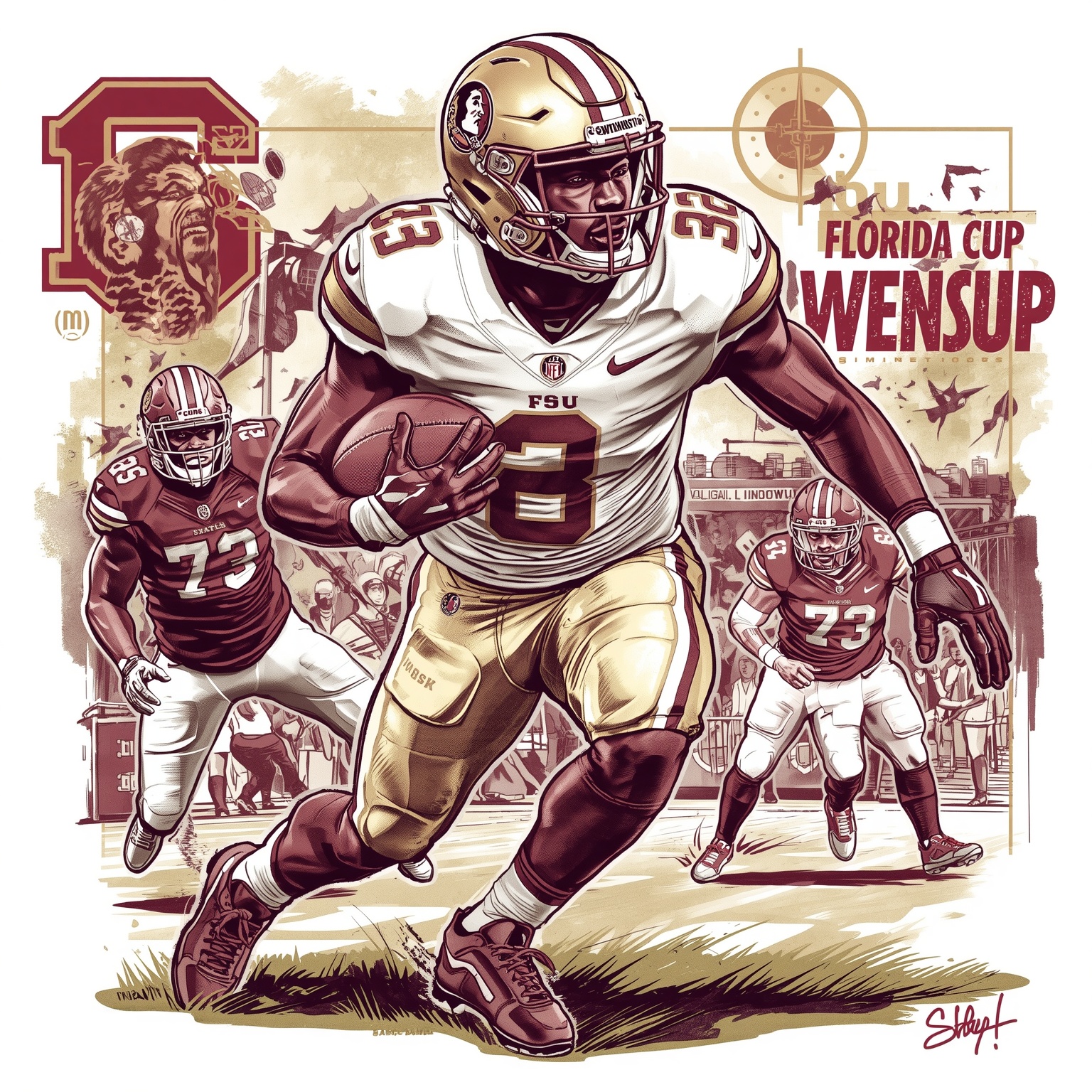Jameis Winston’s World Cup Cleanup Moment - painting of Florida State Seminoles football, soccer venue