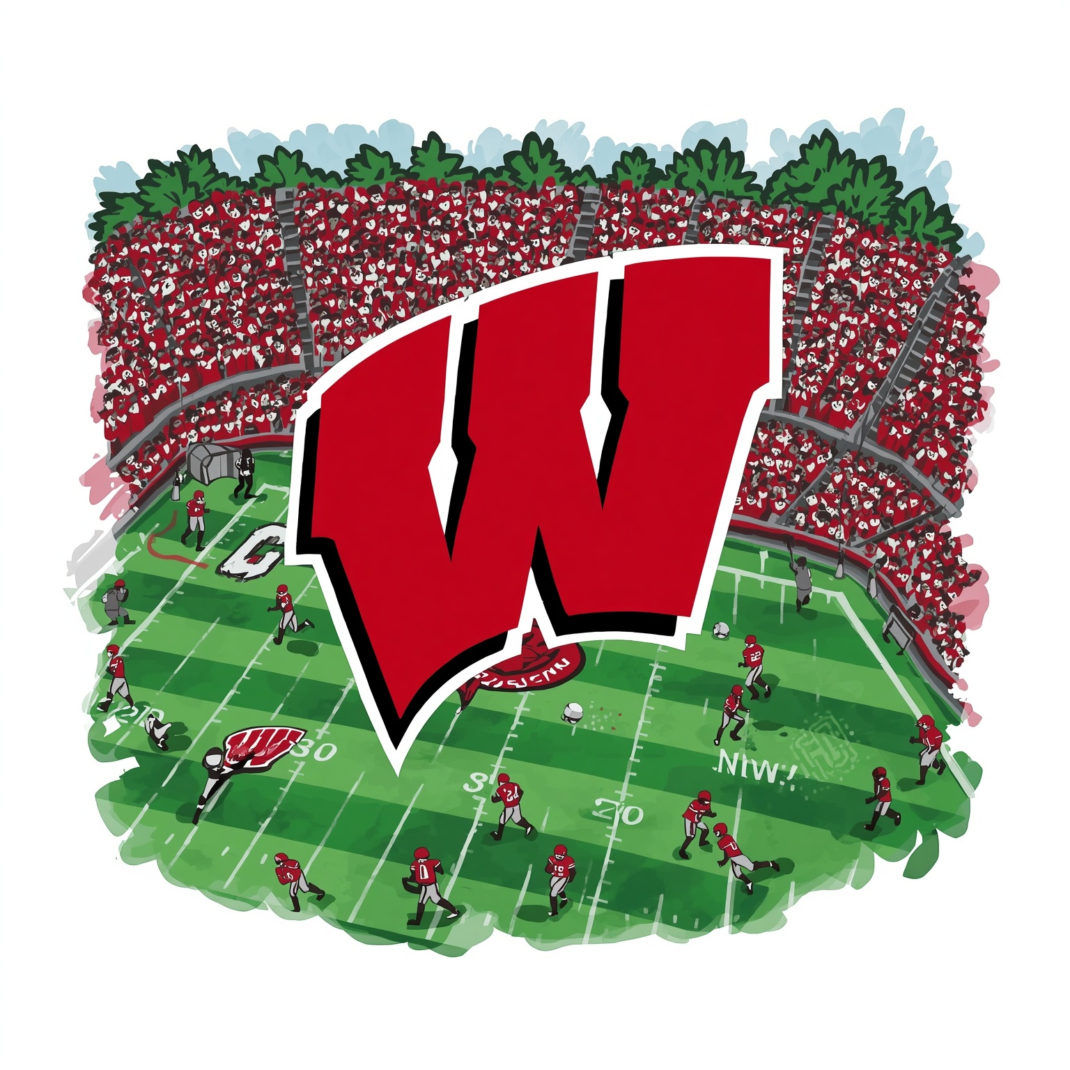 Badgers Recruits, Roster Moves & Rivalry Feuds - painting of Wisconsin Badgers football,basketball venue
