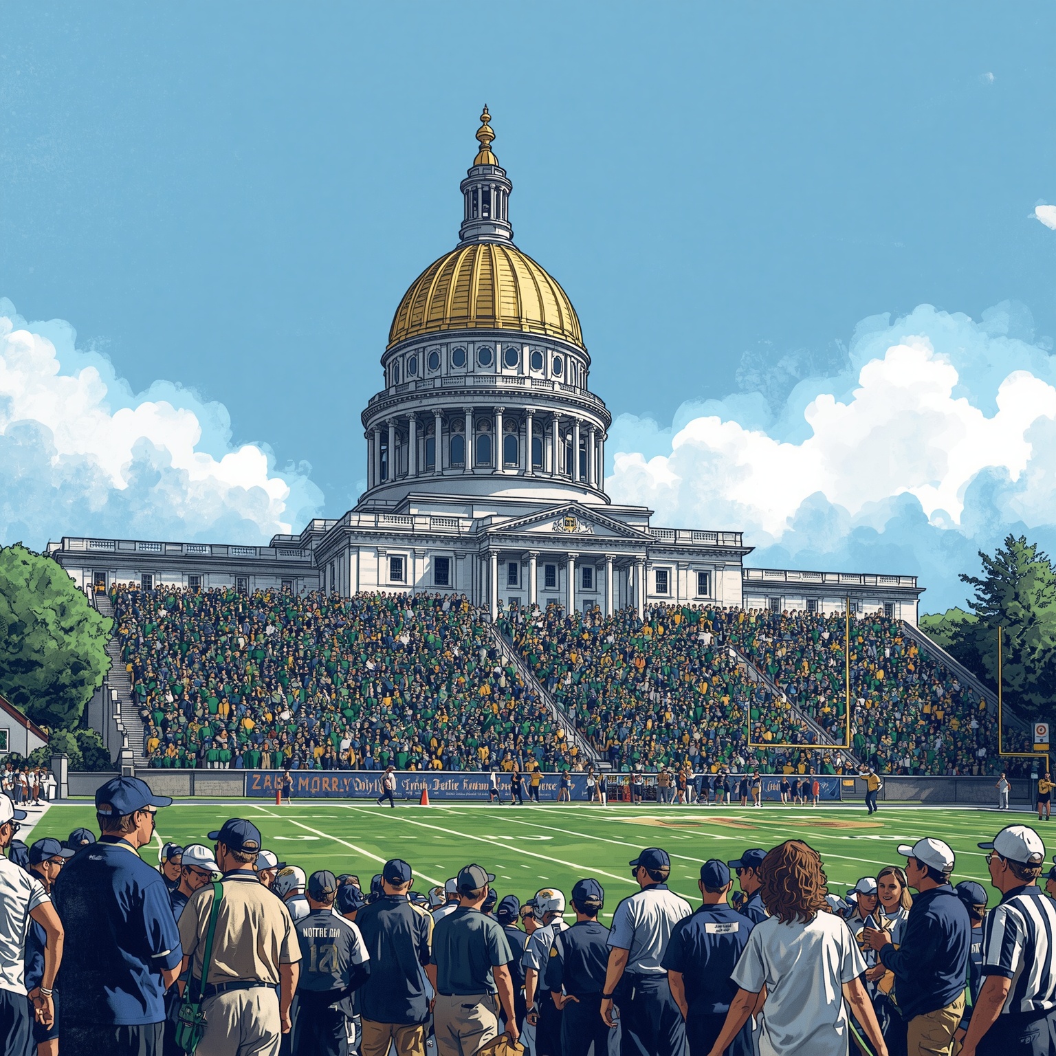 Notre Dame Football's Future: Feuds, Regrets, and Recruits - painting of Notre Dame Fighting Irish football venue