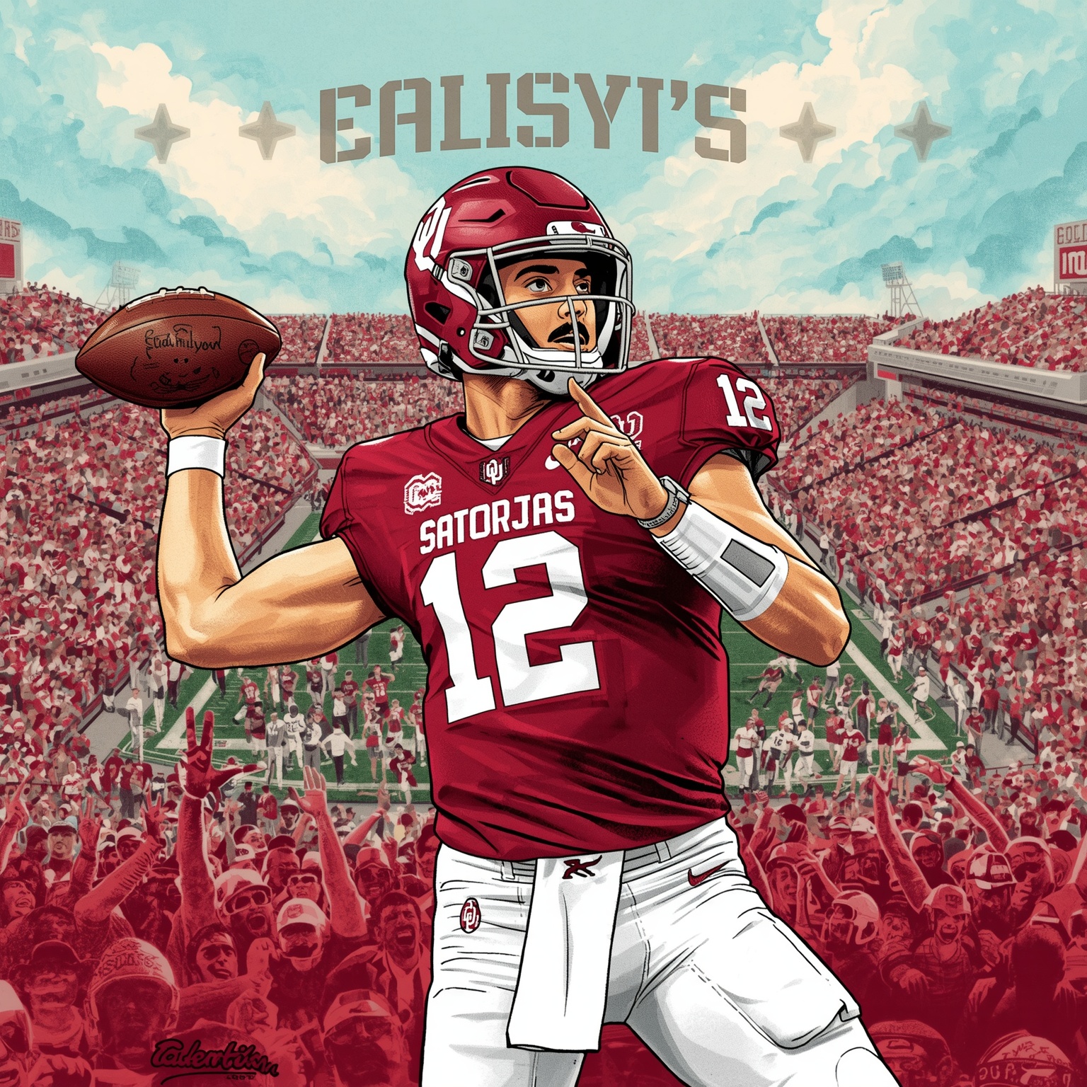 Northeast Prospect Thrilled by Oklahoma’s QB Legacy - painting of Oklahoma Sooners football venue