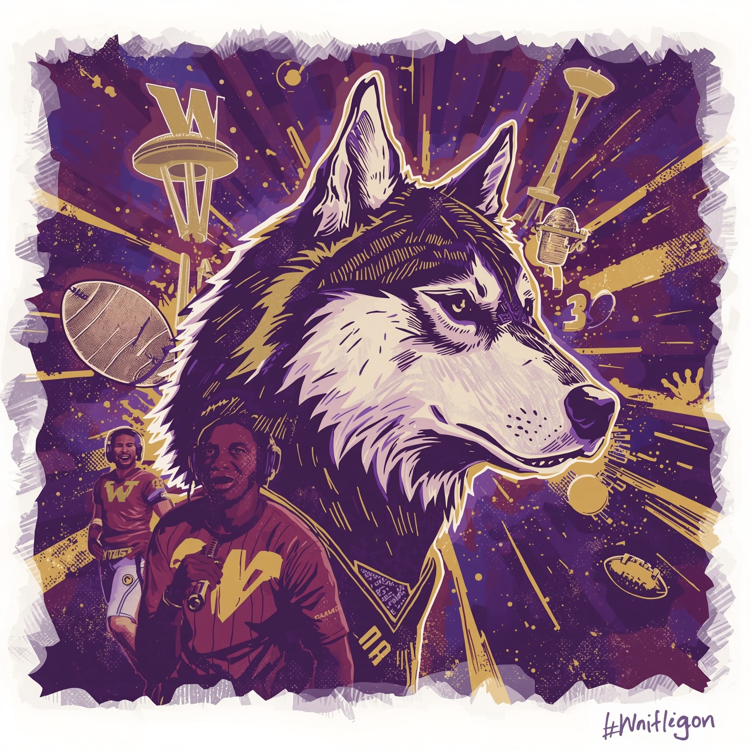 Husky Football: Line Depth, Power Runs, and Juju Fame - painting of Washington Huskies football venue