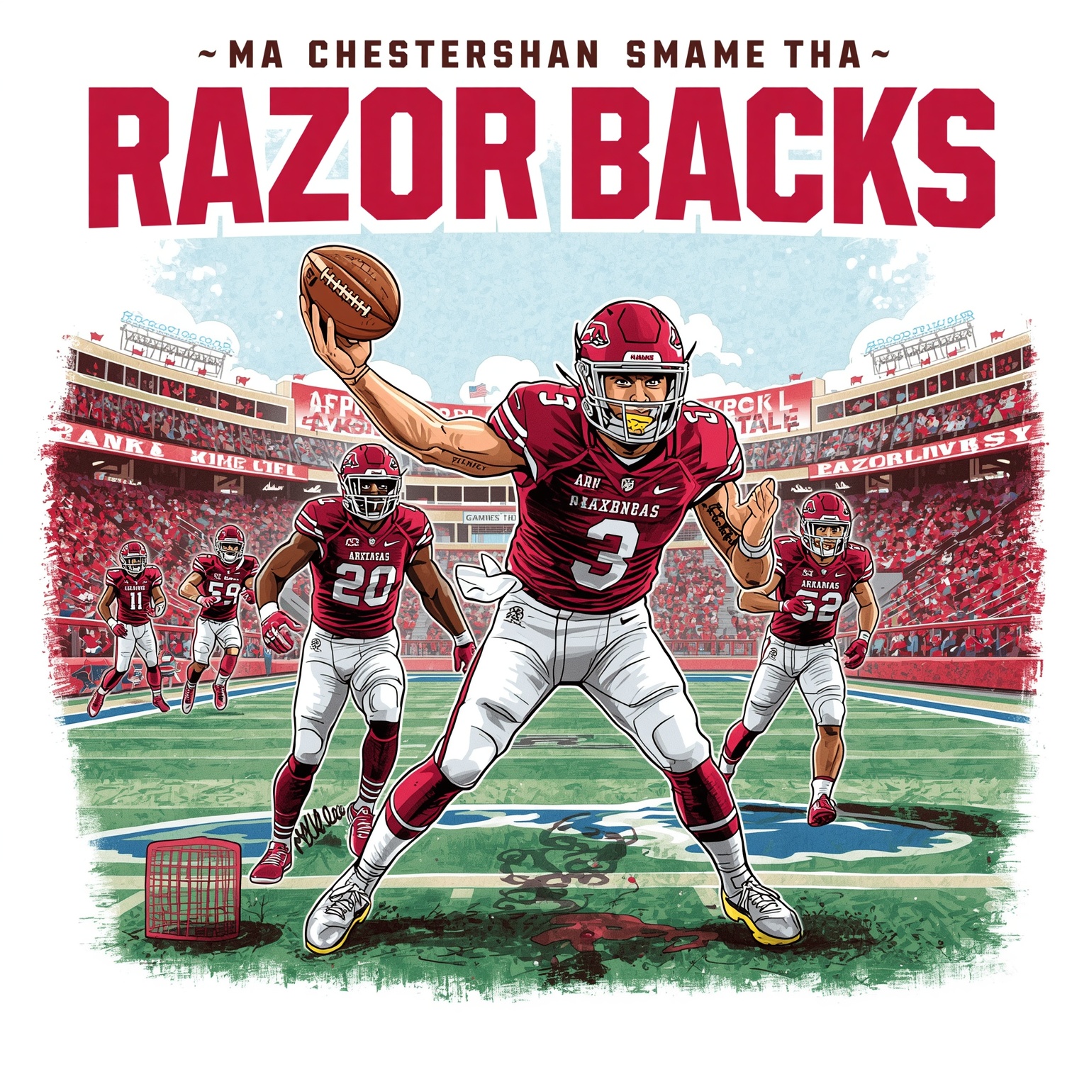 Razorbacks Eye Vandy Upset, Seek New Big Man - painting of Arkansas Razorbacks football,basketball venue