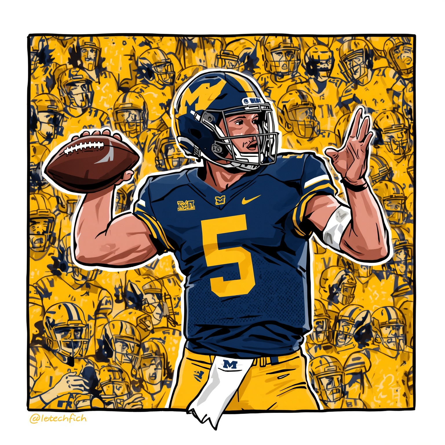 Competition Heats Up for Wolverine QB Thaddeus Thatcher - painting of Michigan Wolverines football venue