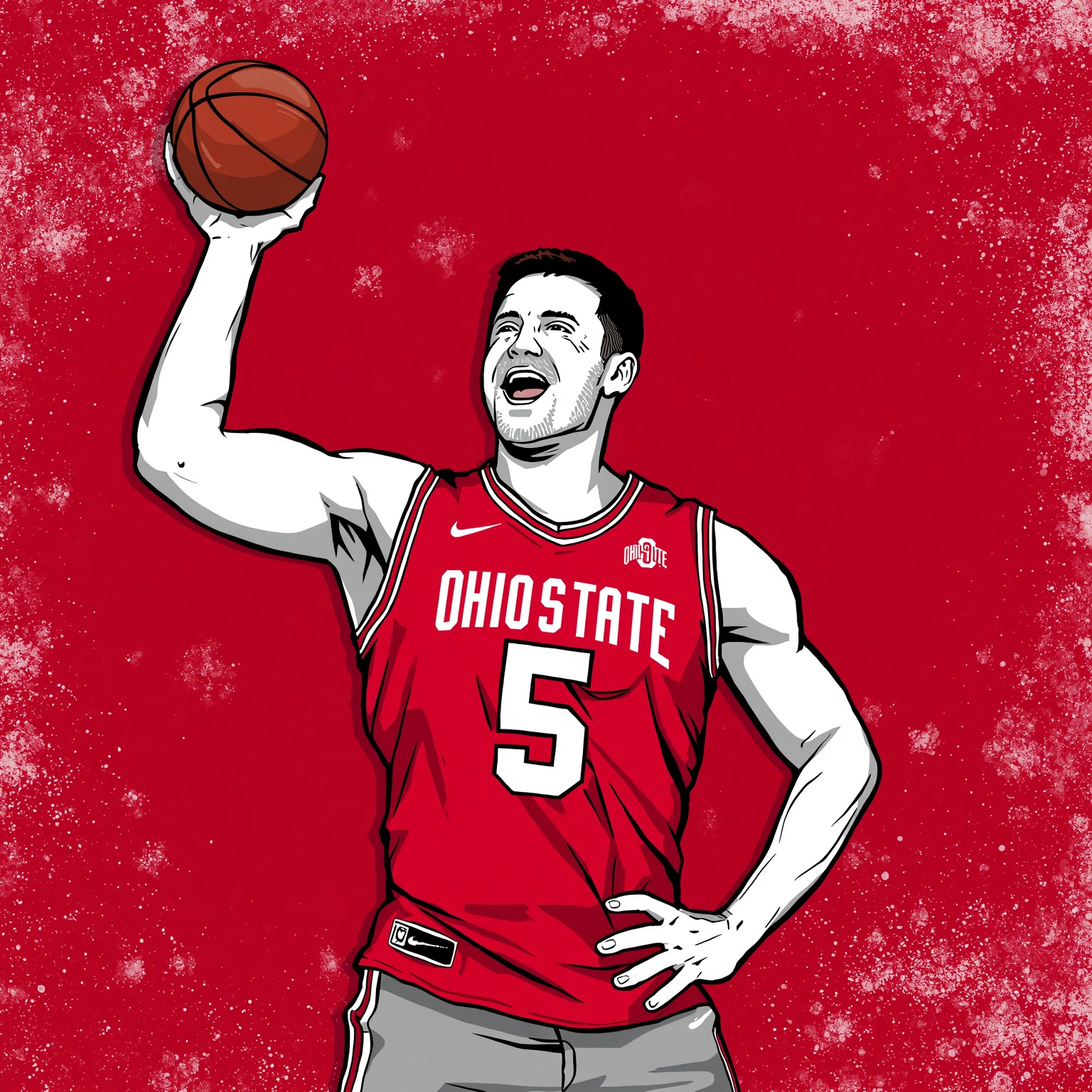 New Buckeye Phenom and Tressel’s 25-Year Legacy - painting of Ohio State Buckeyes basketball, football venue