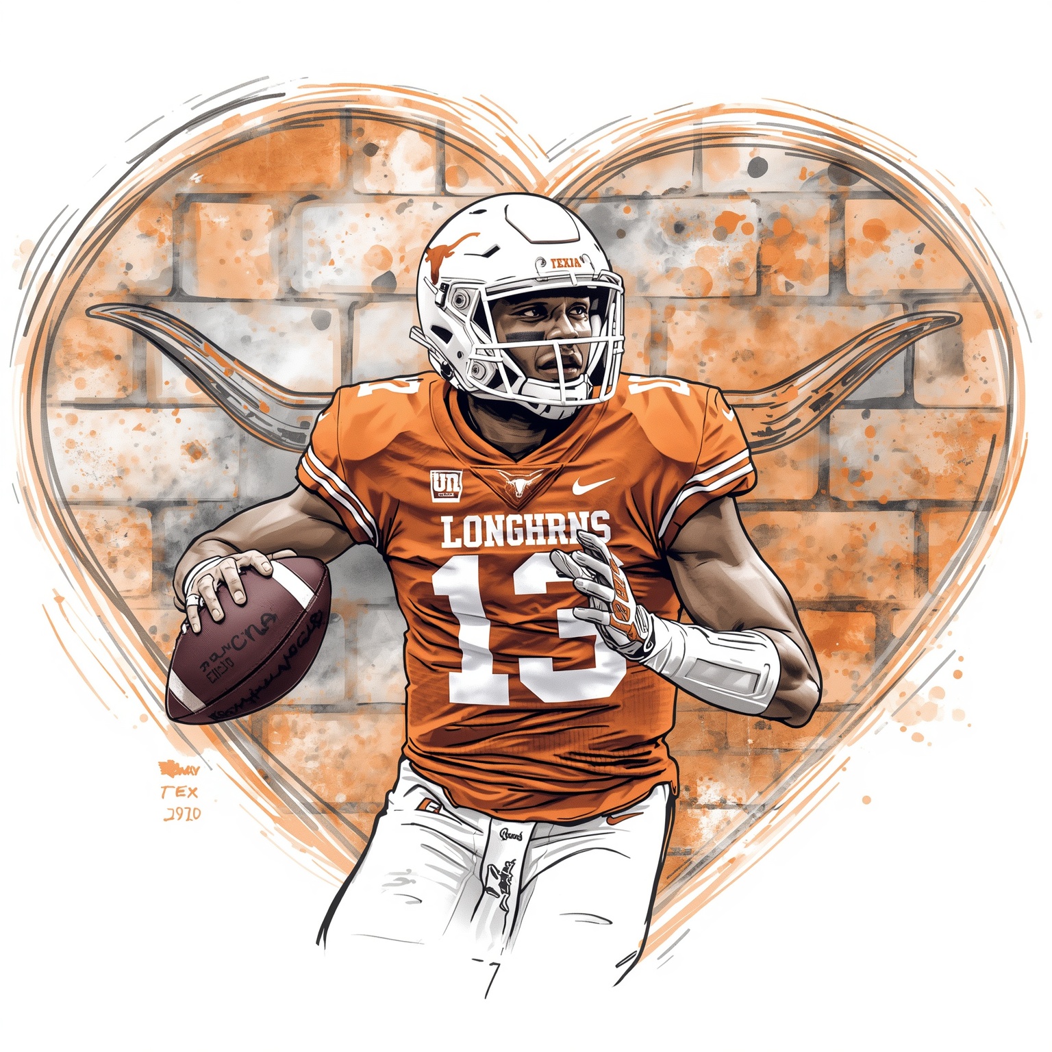 Longhorns' Uniform Change, Coaching Rankings, Manning - painting of Texas Longhorns football venue