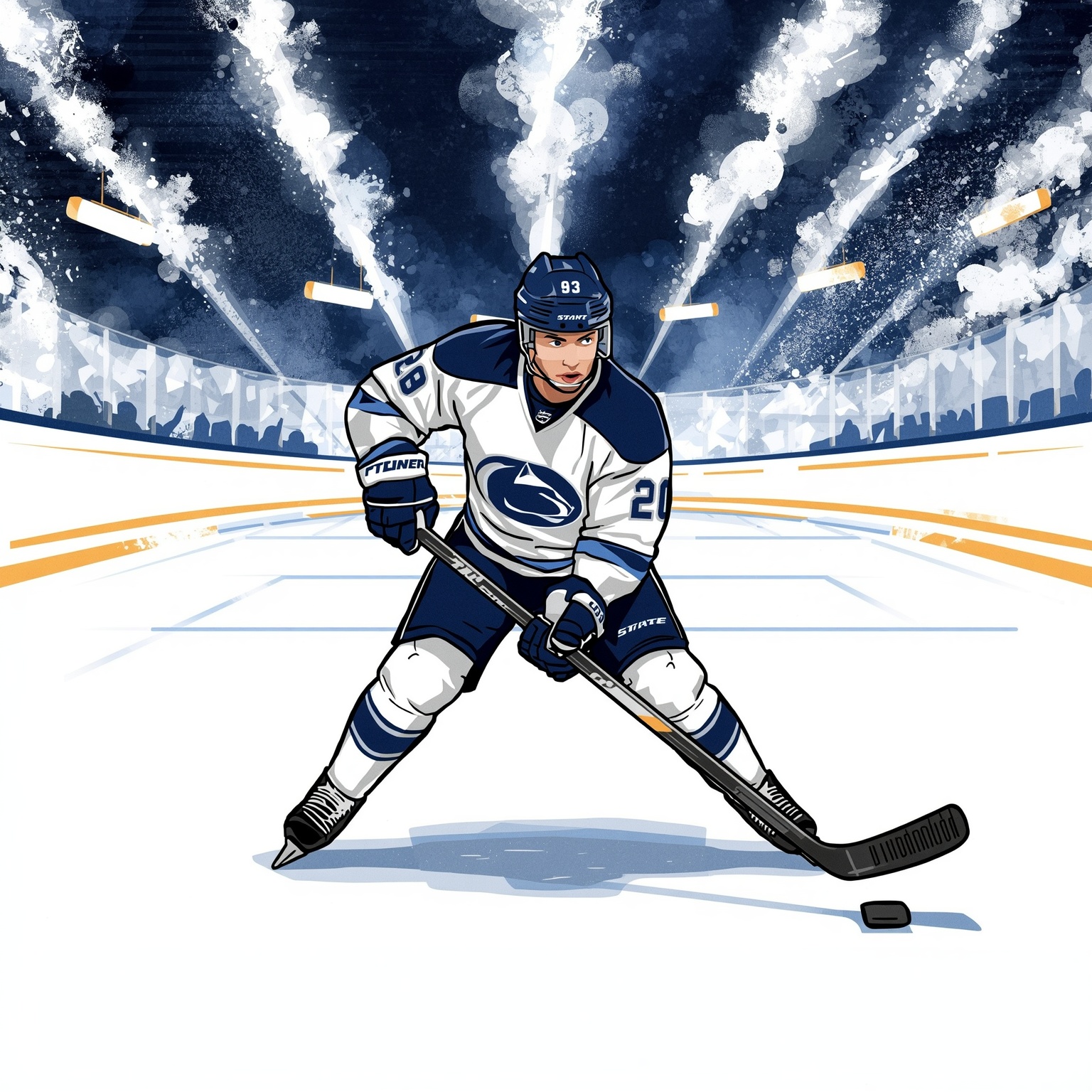 Nittany Lions’ Draft Glory and Mat Mayhem - painting of Penn State Nittany Lions hockey venue