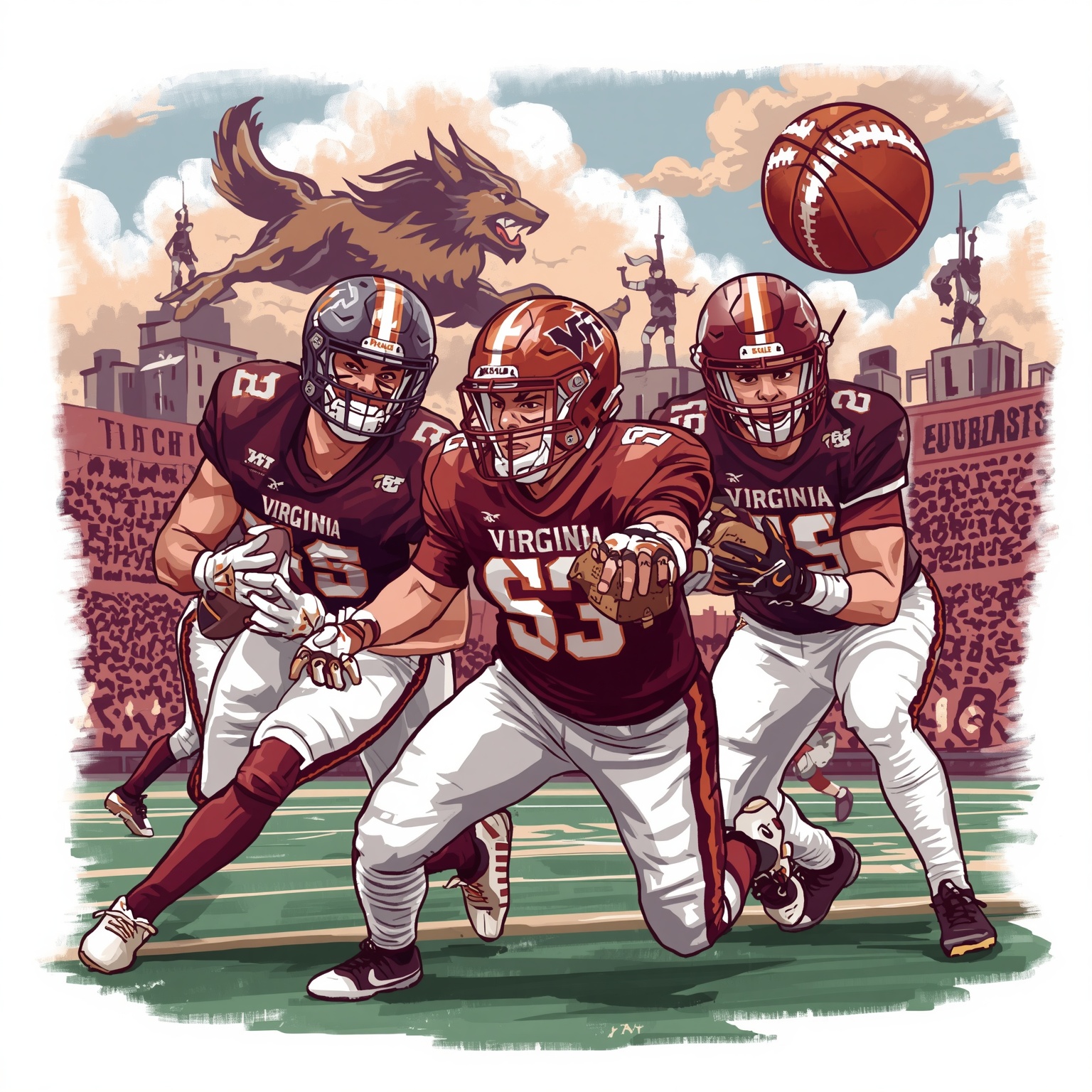 Hokies Roster Shuffle: Recruits In, Pitchers Out - painting of Virginia Tech Hokies basketball, baseball, football venue