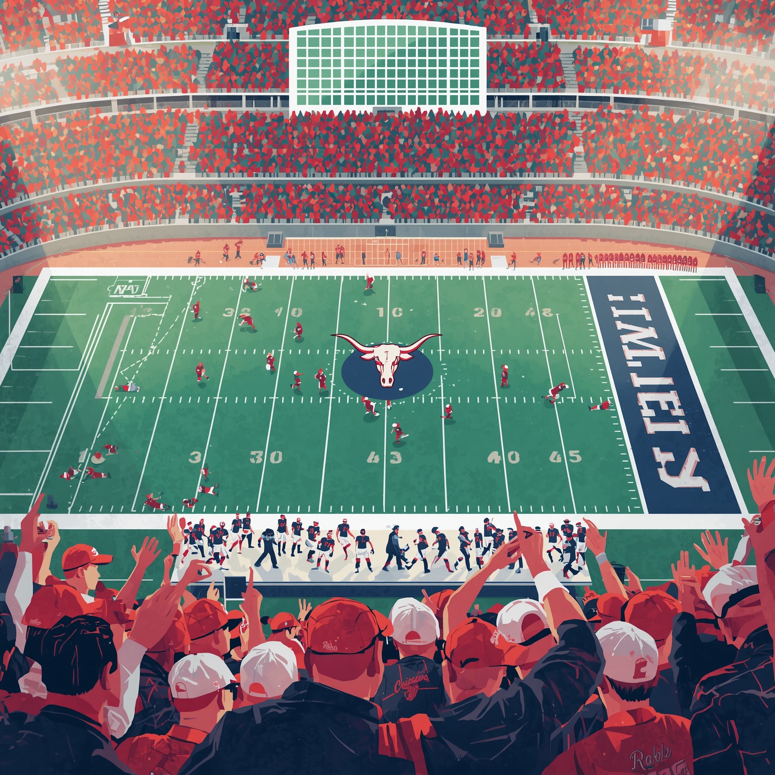 Gridiron Showdowns: Rebels vs. Longhorns to Rising Rookies - painting of Ole Miss Rebels football venue